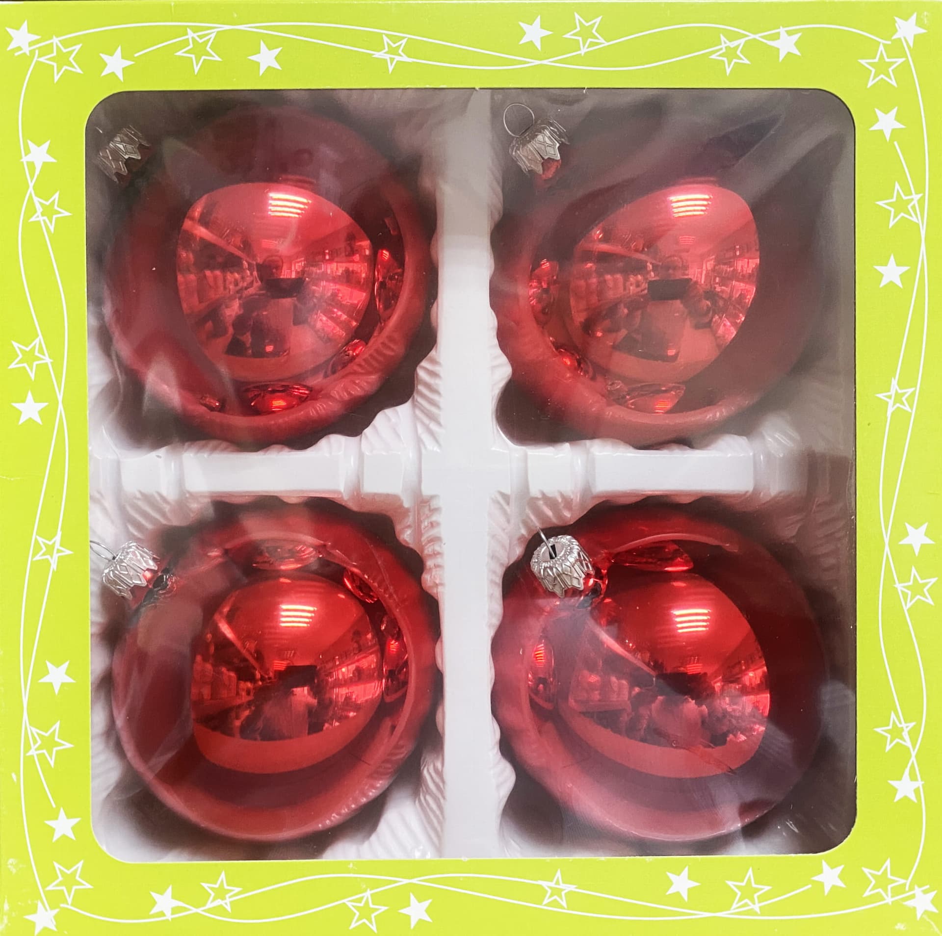 

Bombki szklane 10cm gładkie 4 sztuki (czerwony)