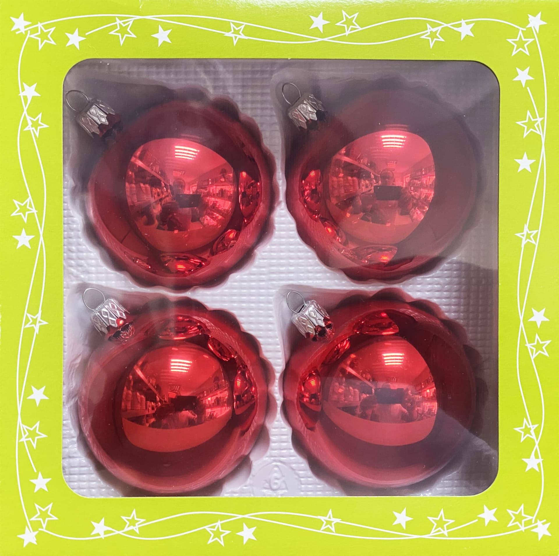 

Bombki szklane 8cm gładkie 4 sztuki (czerwony)