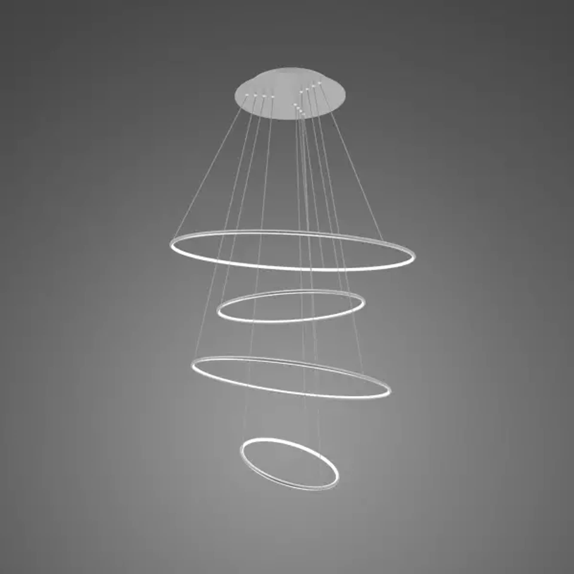 

Lampa wisząca Ledowe okręgi No.4 Φ100 cm in 3k srebrna Altavola Design (Barwa światła delikatnie ciepła, Kierunek padania światła do wewnątrz, Kolor srebrny, Możliwość ściemniania nie)