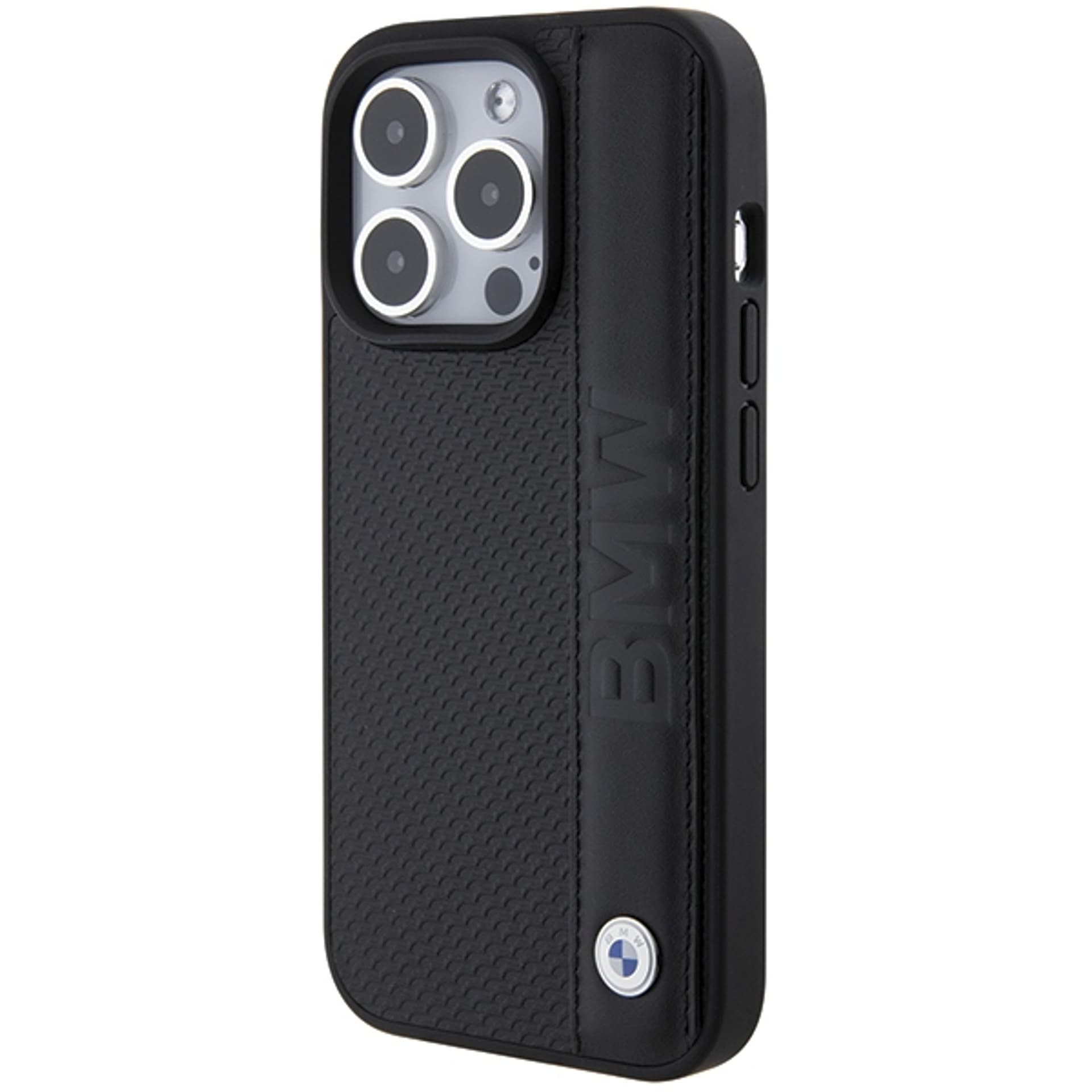 

BMW BMHCP15X22RDPK iPhone 15 Pro Max 6.7" czarny/black hardcase Leather Textured & Stripe