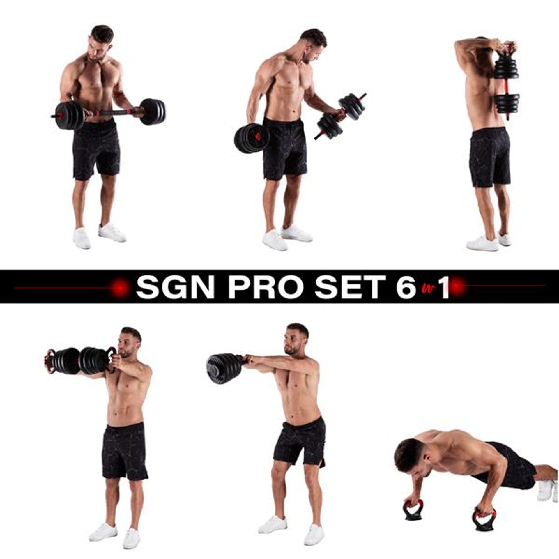

SGN130 PRO SET 6W1 ZESTAW CIĘŻARÓW 30KG HMS