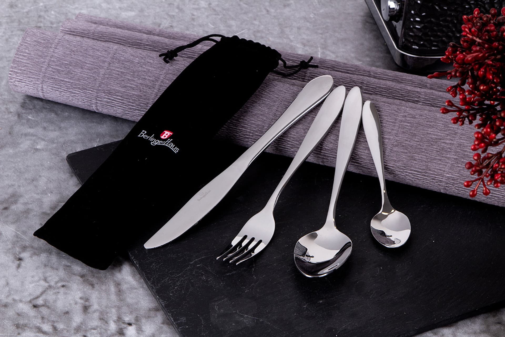 

SZTUĆCE 4 ELEM. BERLINGER HAUS BH-2761 BLACK SILVER