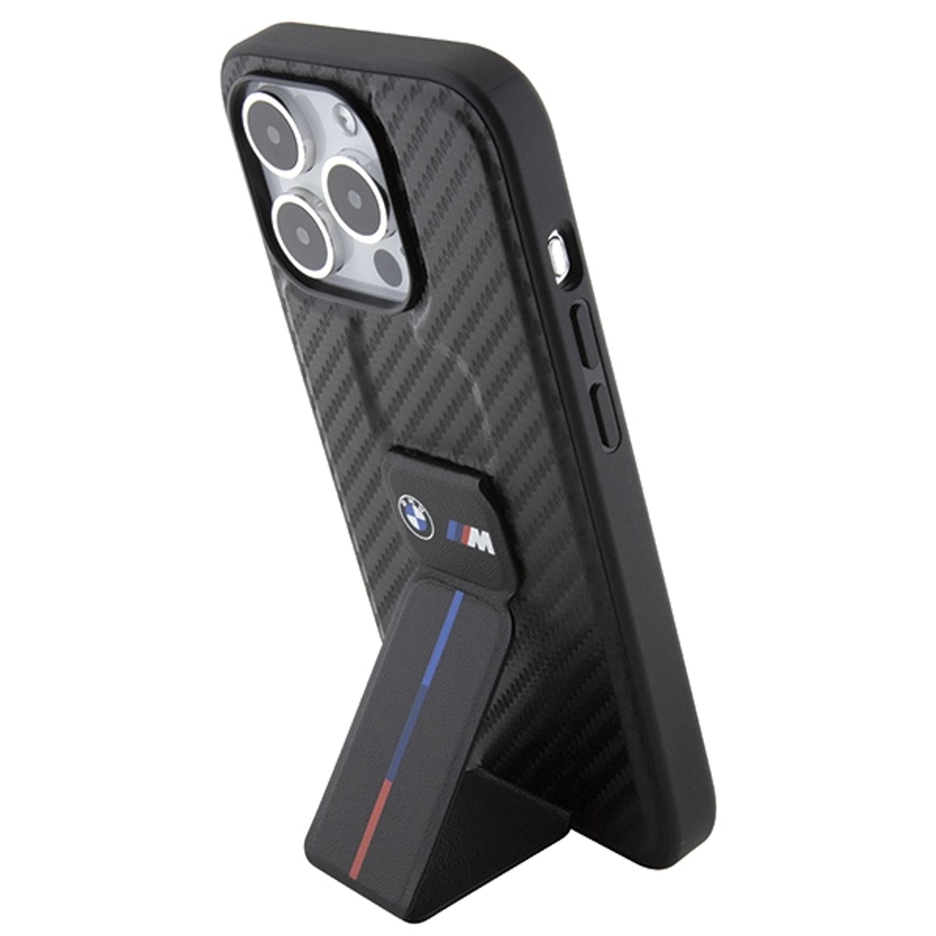 

BMW BMHCP15LGSPCCK iPhone 15 Pro 6.1" czarny/black hardcase Grip Stand Smooth & Carbon