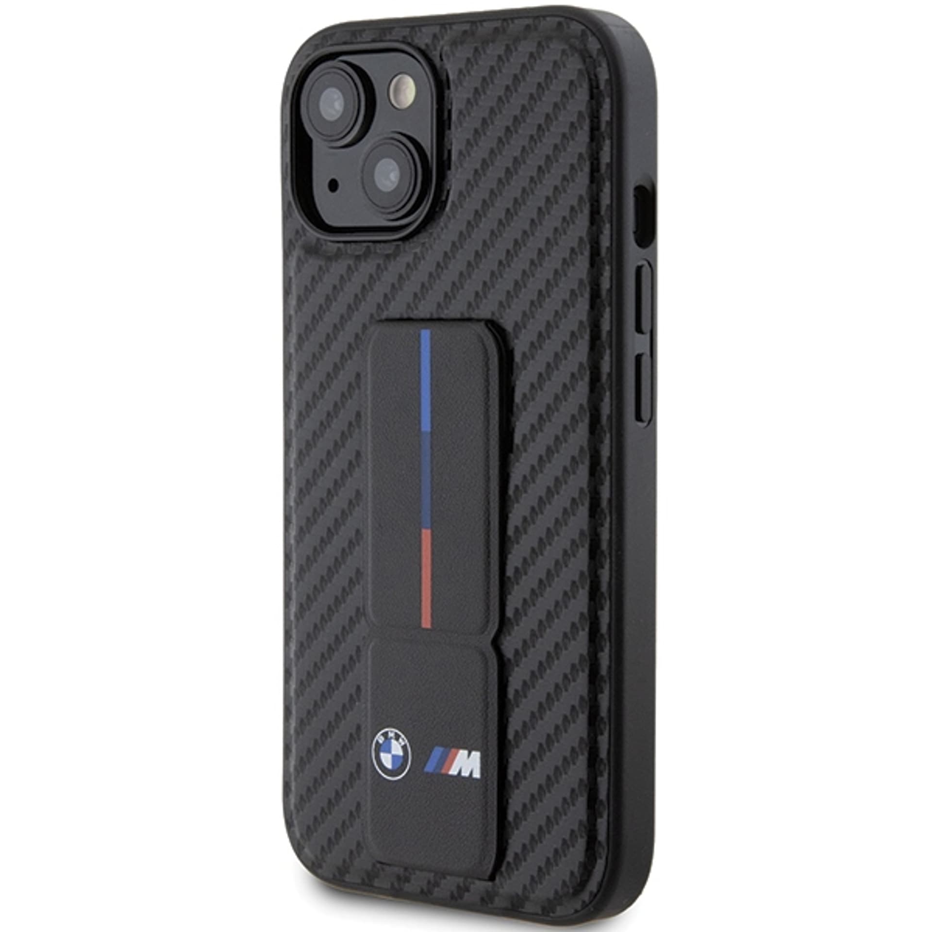

BMW BMHCP15SGSPCCK iPhone 15 6.1" czarny/black hardcase Grip Stand Smooth & Carbon
