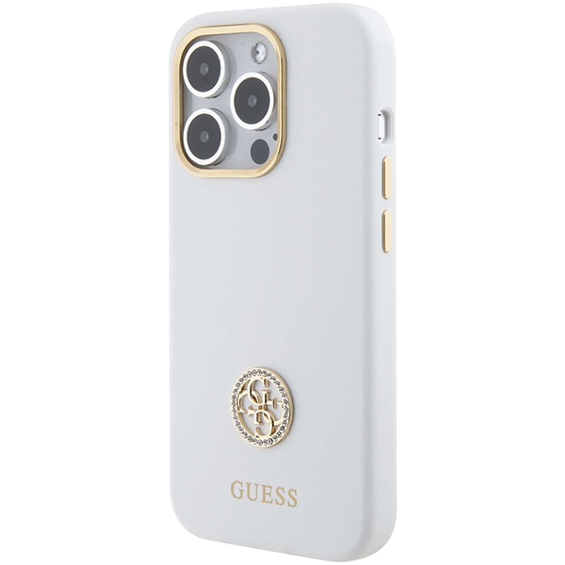 

Guess GUHCP15LM4DGPH iPhone 15 Pro 6.1" biały/white hardcase Silicone Logo Strass 4G
