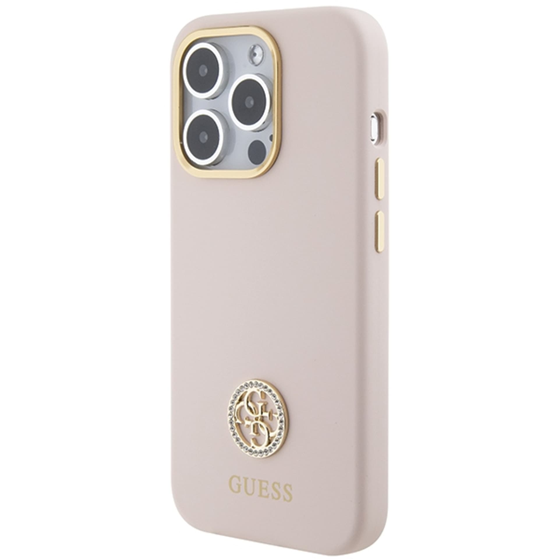

Guess GUHCP15LM4DGPP iPhone 15 Pro 6.1" jasnoróżowy/pink hardcase Silicone Logo Strass 4G