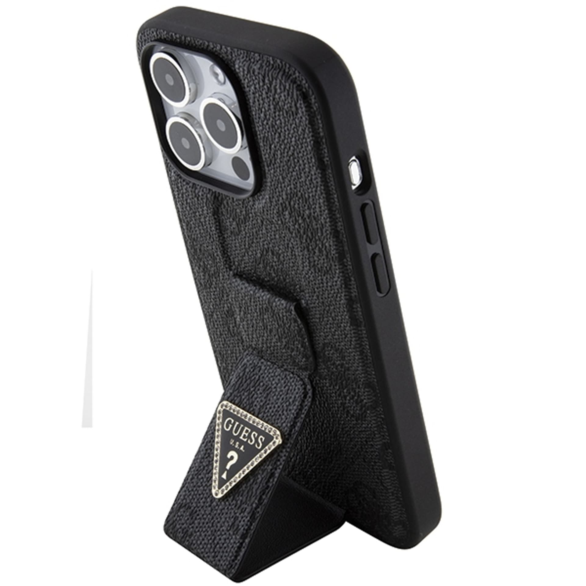 

Guess GUHCP15XPGS4TDK iPhone 15 Pro Max 6.7" czarny/black hardcase Grip Stand 4G Triangle Strass