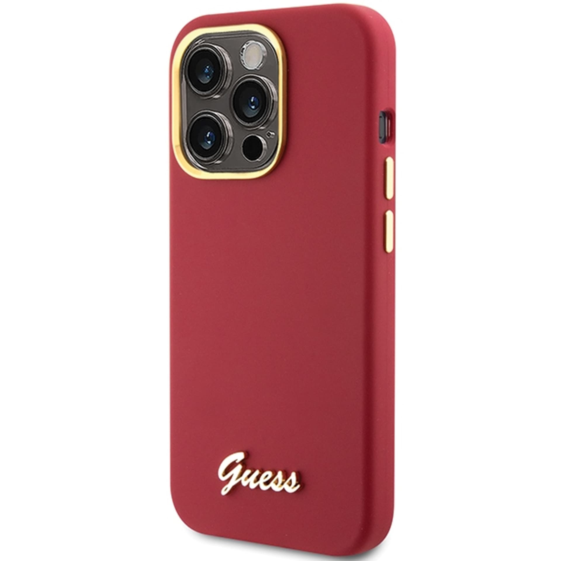 

Guess GUHCP15XSMBSLM iPhone 15 Pro Max 6.7" magenta hardcase Silicone Script Metal Logo & Frame