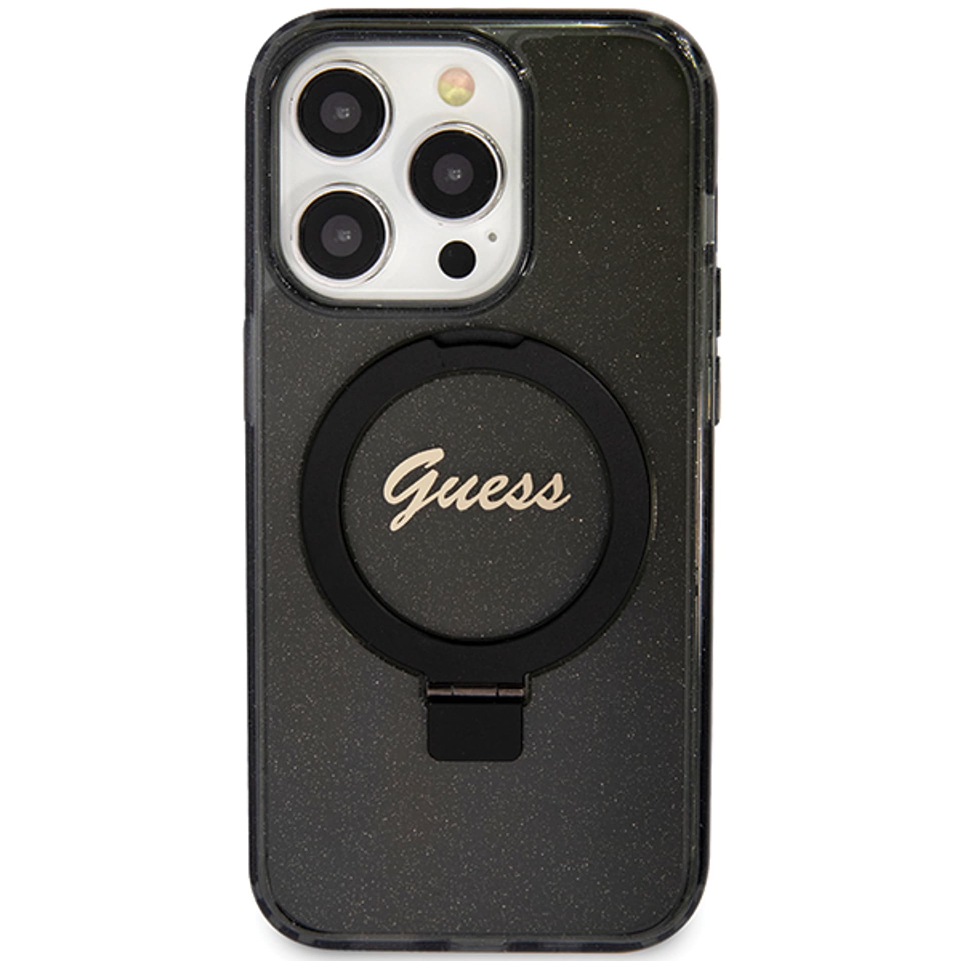 

Guess GUHMN61HRSGSK iPhone 11 / Xr 6.1" czarny/black hardcase Ring Stand Script Glitter MagSafe