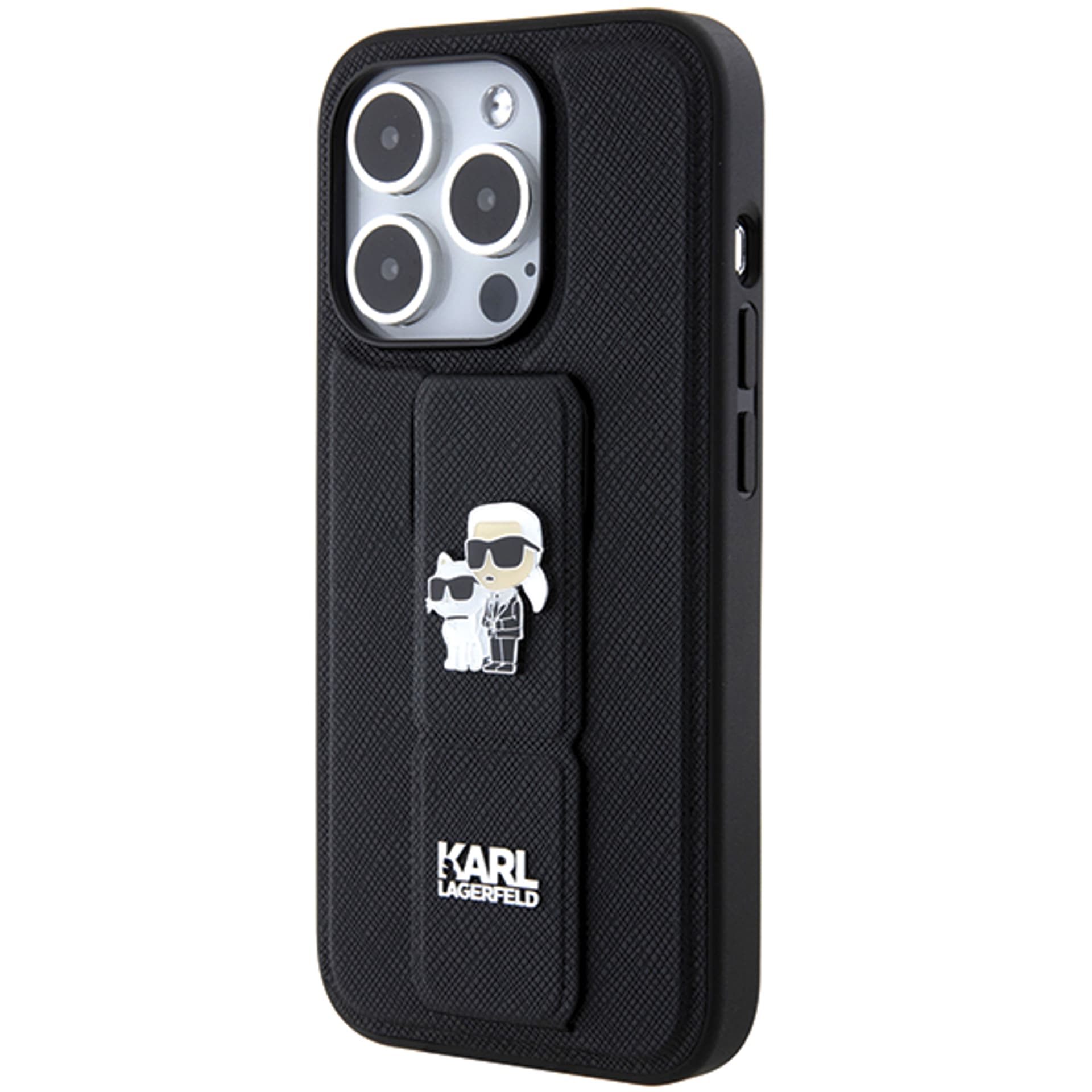 

Karl Lagerfeld KLHCN61GSAKCPK iPhone 11 / Xr 6.1" czarny/black hardcase Gripstand Saffiano Karl&Choupette Pins