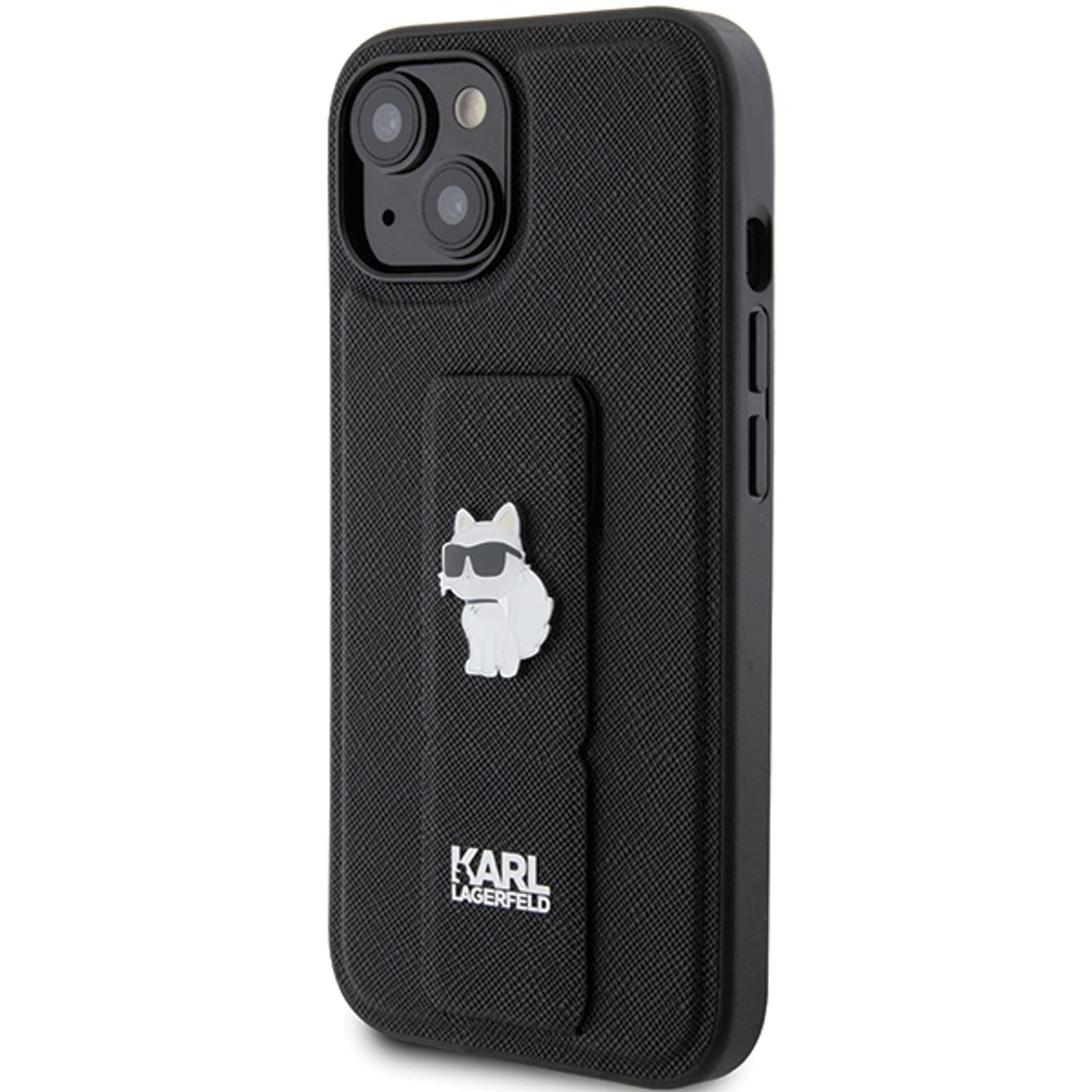 

Karl Lagerfeld KLHCP15SGSACHPK iPhone 15 / 14 / 13 6.1" czarny/black hardcase Gripstand Saffiano Choupette Pins