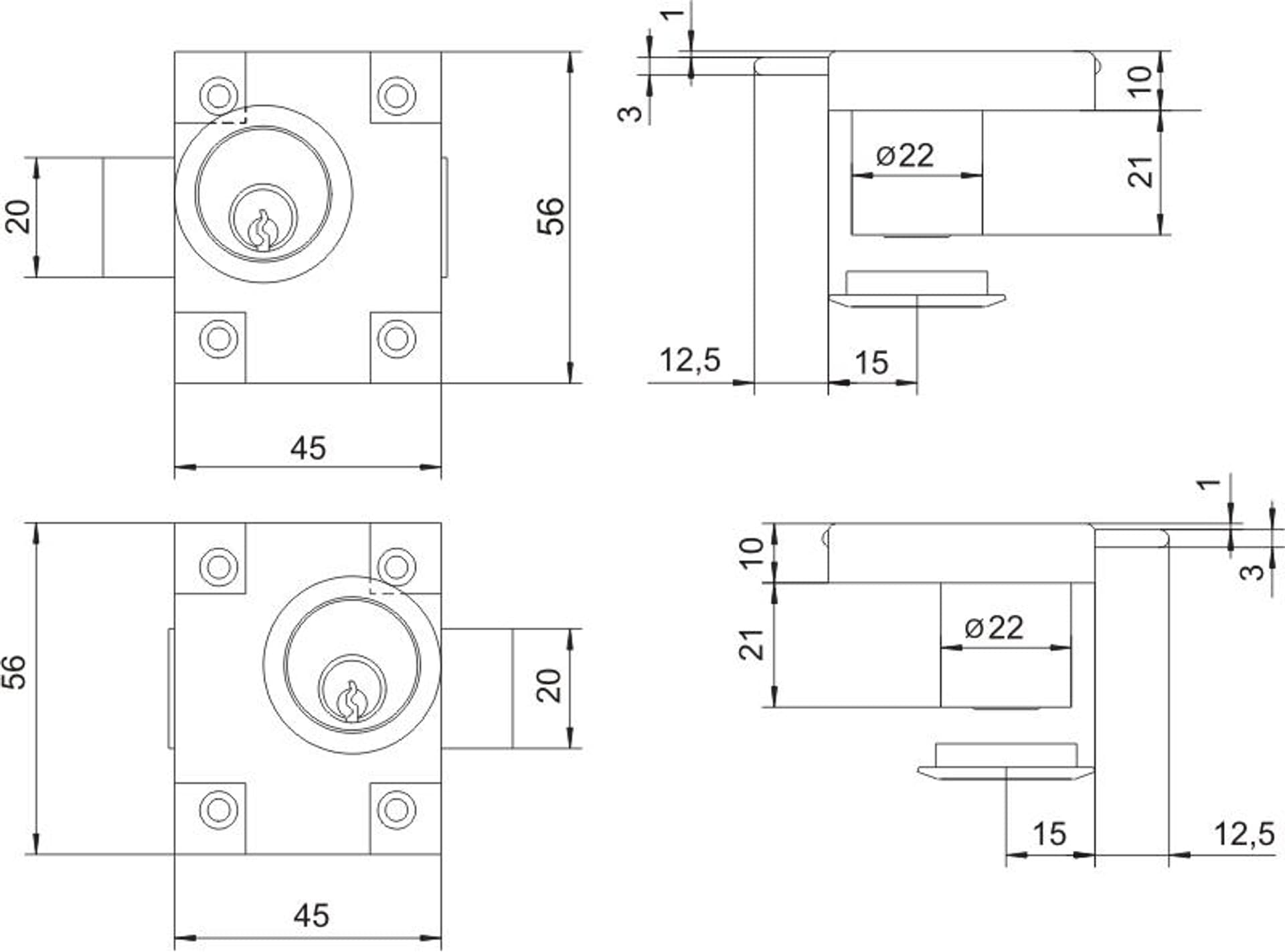 

ZAMEK MEBLOWY ZMB-2 NIKLOWANY LEWY