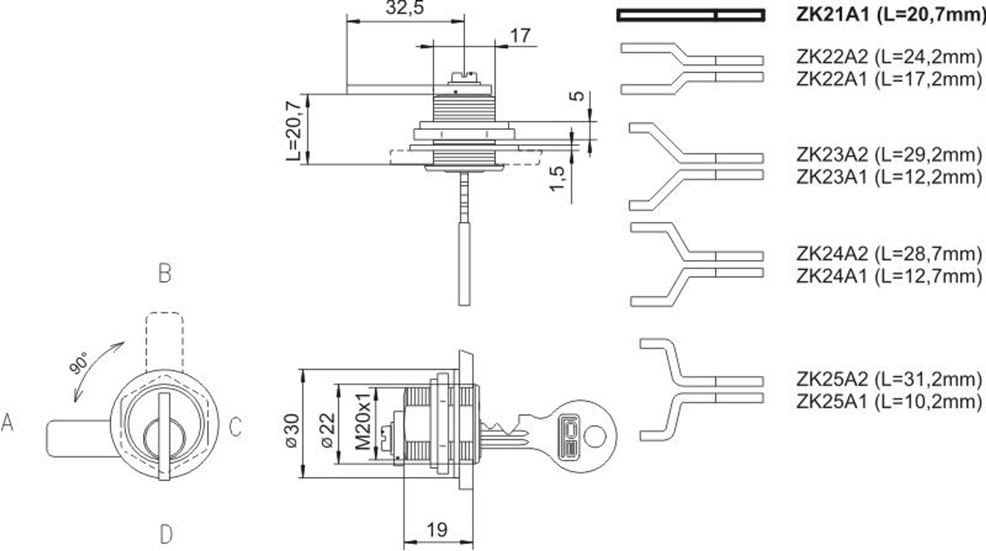 

ZAMEK KASETOWY CHROMOWANY ZK-21