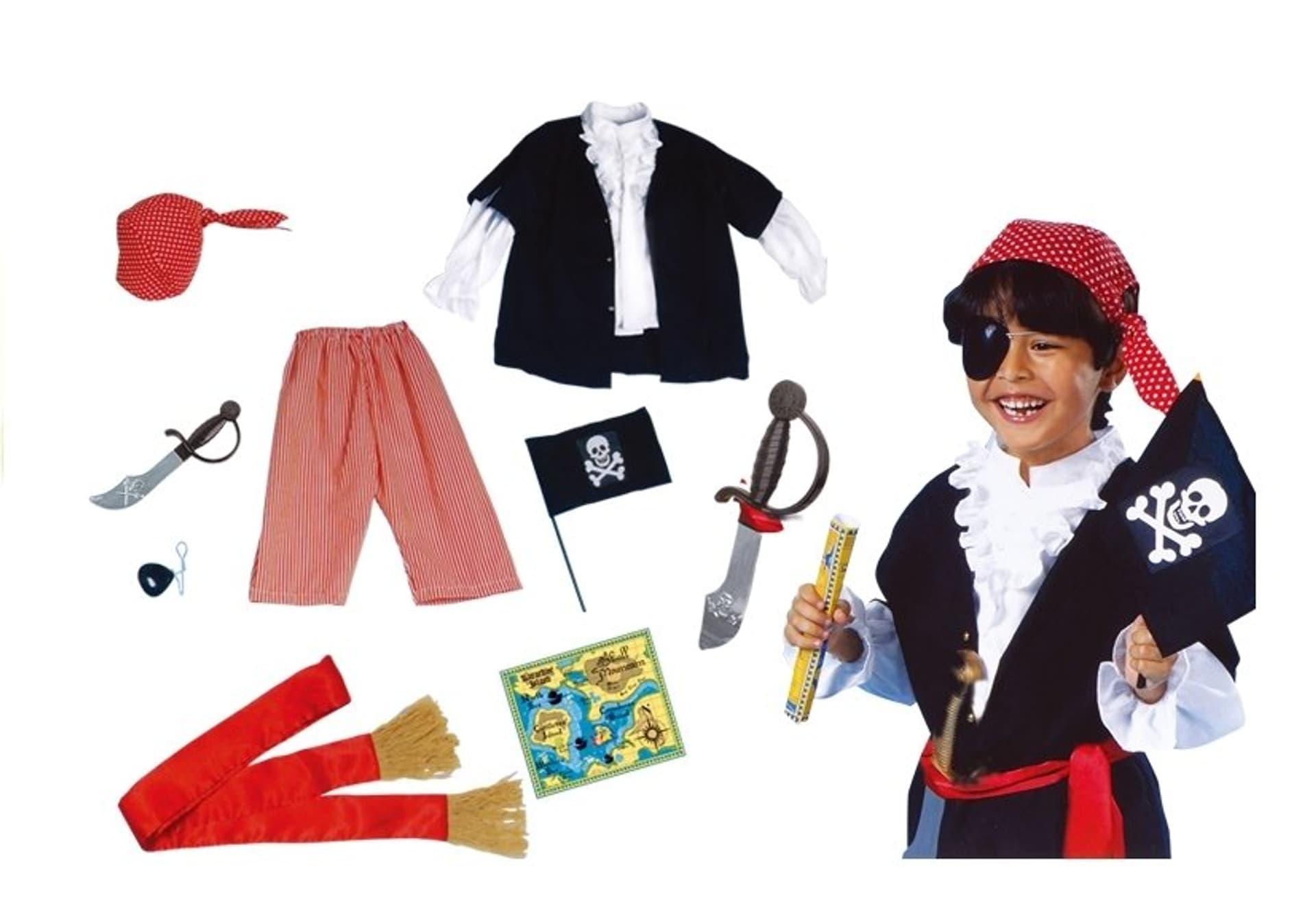 

Strój Karnawałowy Pirata Kostium z Akcesoriami Szabla Opaska