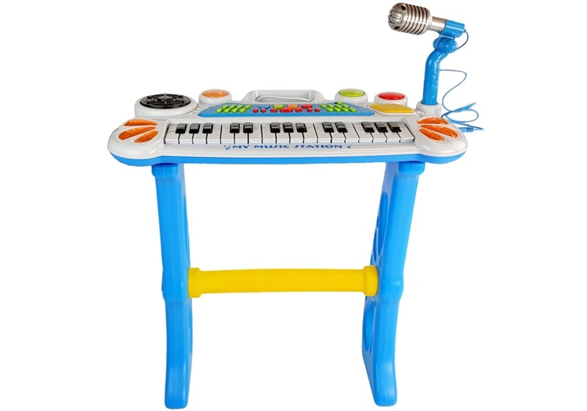 

Keyboard z Mikrofonem i Krzesełkiem Pianinko USB Niebieski