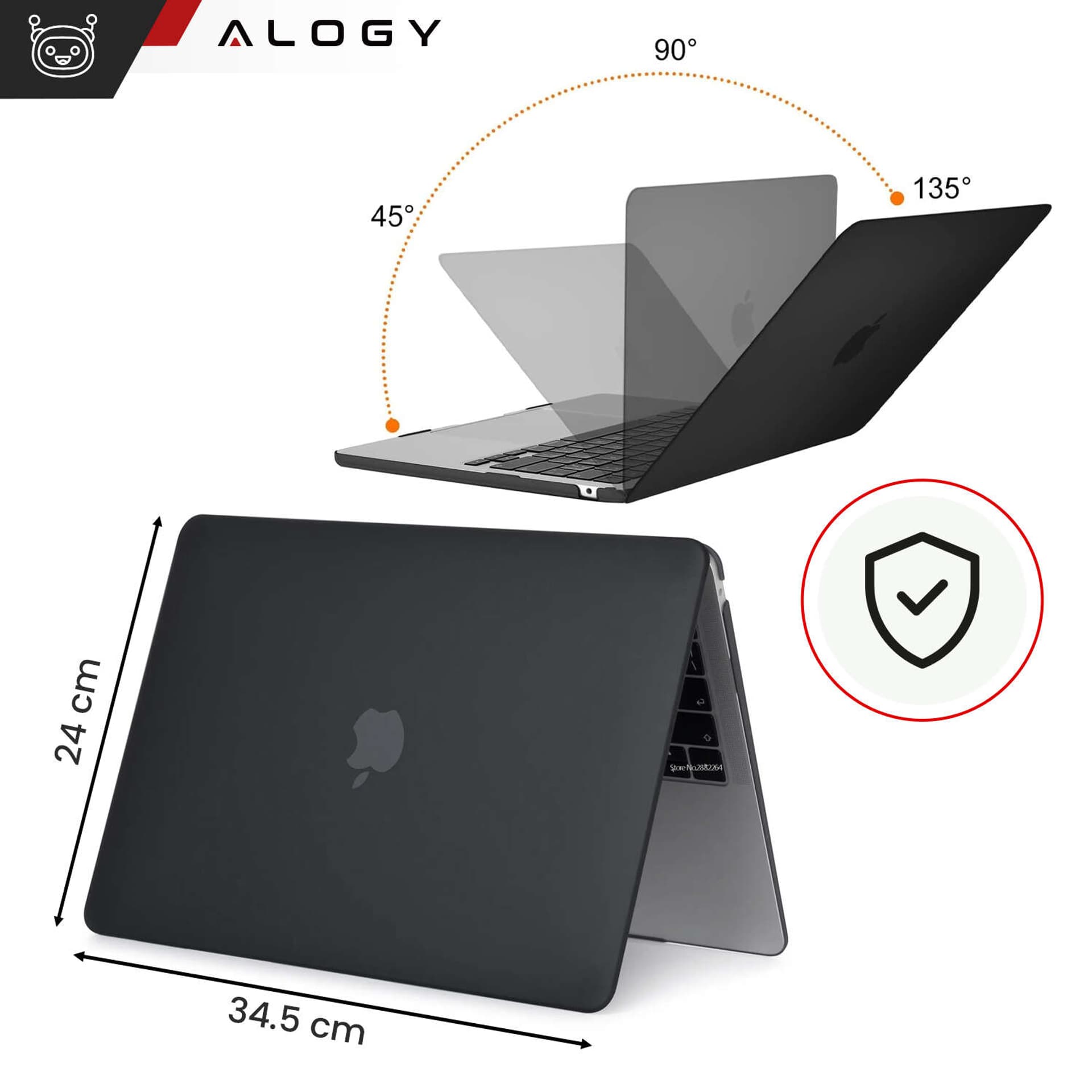 

Etui do Macbook Air 15 M2 2023 A2941 Case obudowa pokrowiec matowe Alogy Hard Cover Czarne