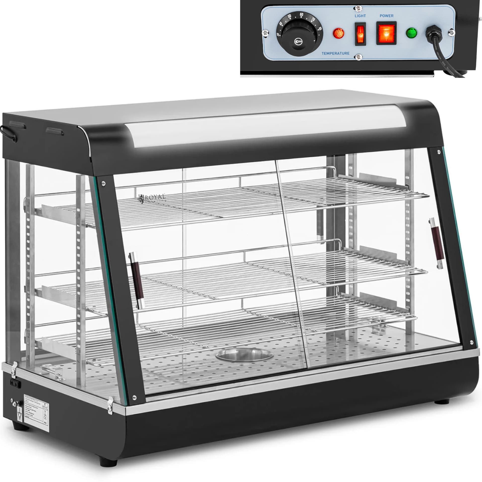 

Witryna grzewcza nastawna do prezentacji potraw 3 półki 1600W 150L