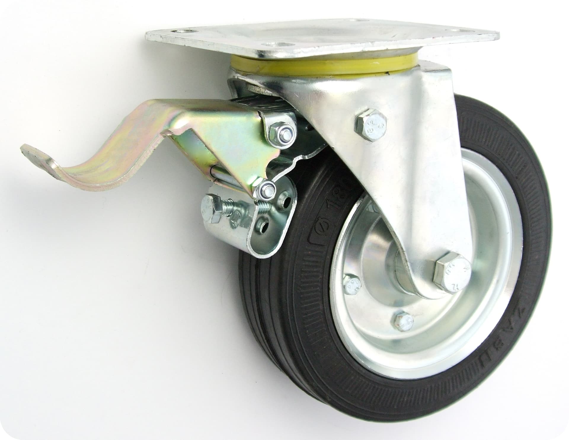 

KOŁO METAL-GUMA 180MM OBUDOWA SKRĘTNA+HAMULEC 55H