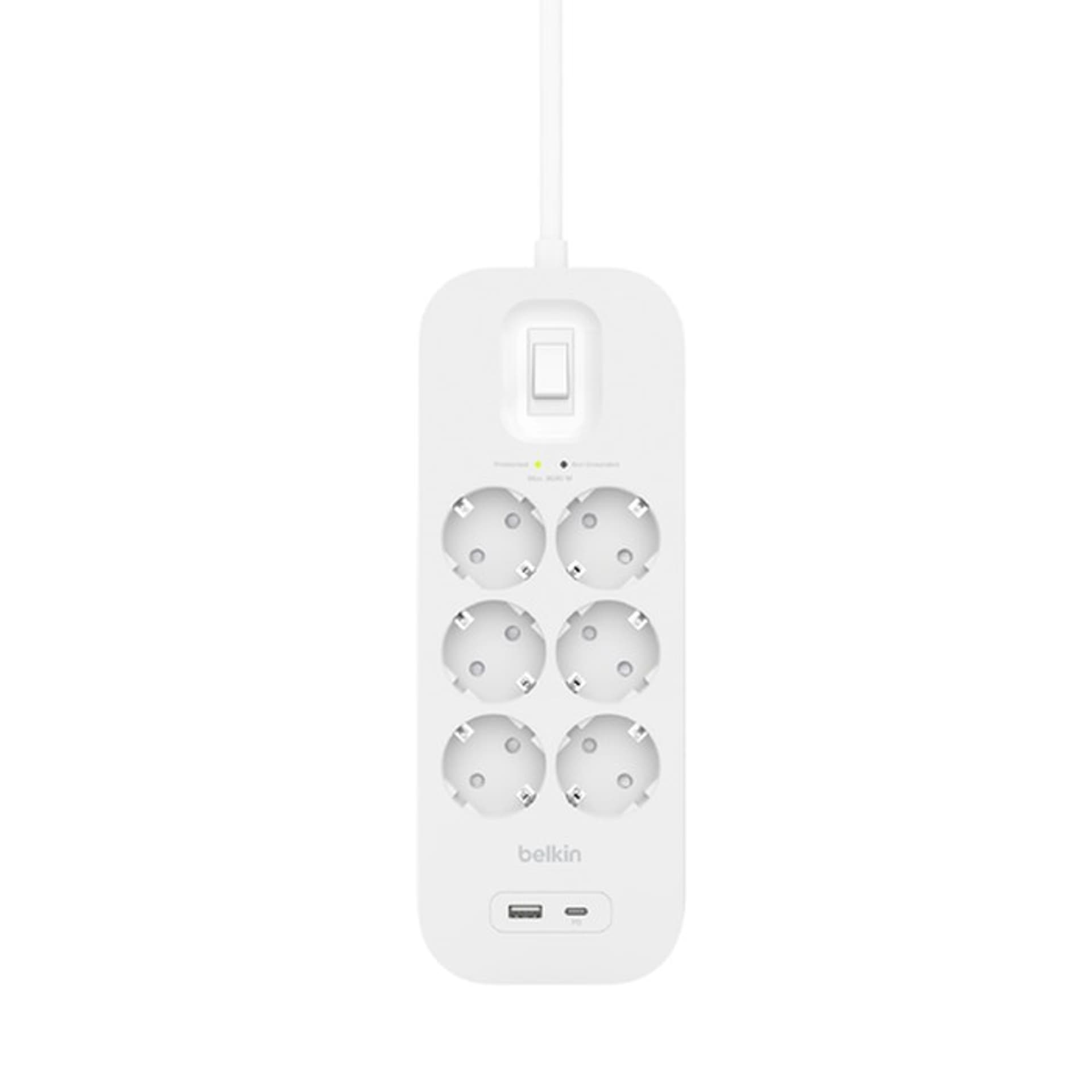 

BELKIN LISTWA ZASILAJĄCA 6-PORTS + 1XUSB-A/C 650J