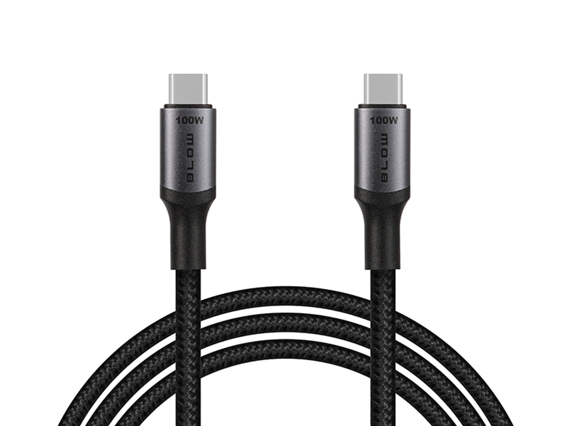 

66-159# Przyłącze usb-c - usb-c 2.0 1,0m czarne plecionka 100w