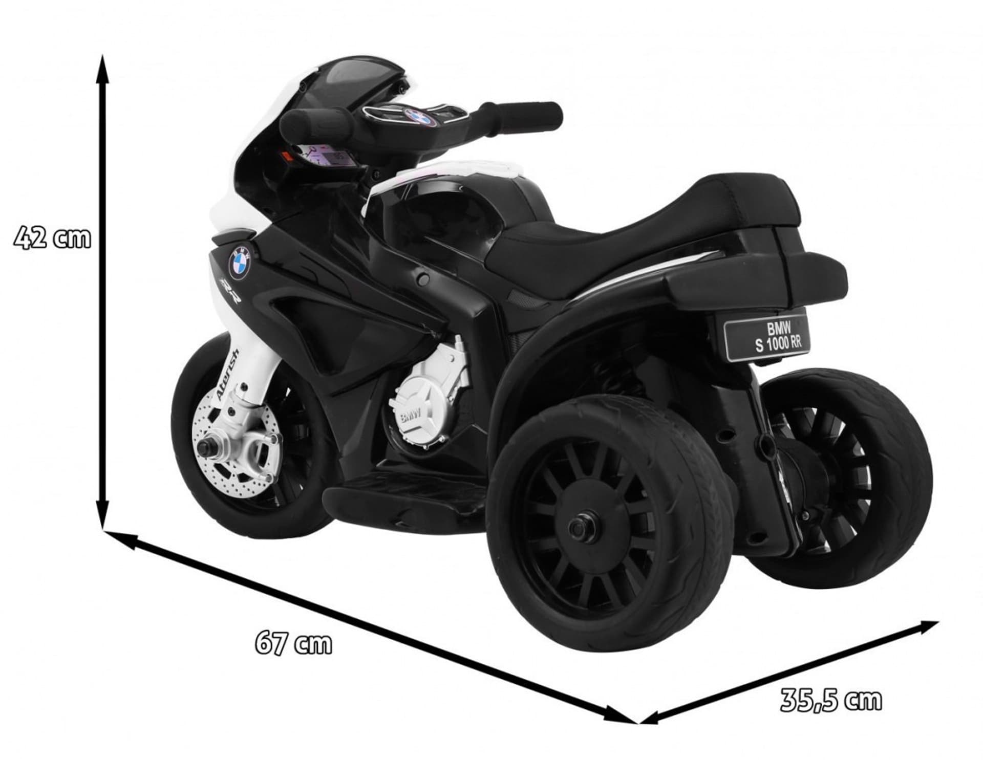 

Motor BMW S1000 RR Mini na akumulator dla dzieci Czarny + 3 koła + Dźwięki + LED