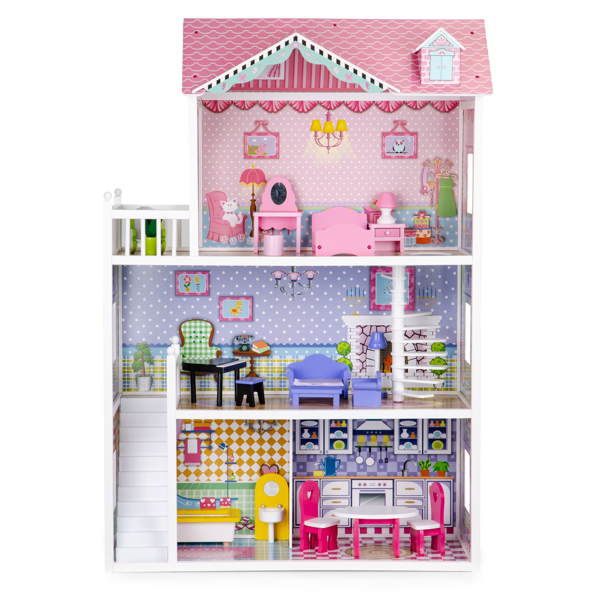 

Drewniany domek dla lalek XXL z mebelkami ECOTOYS