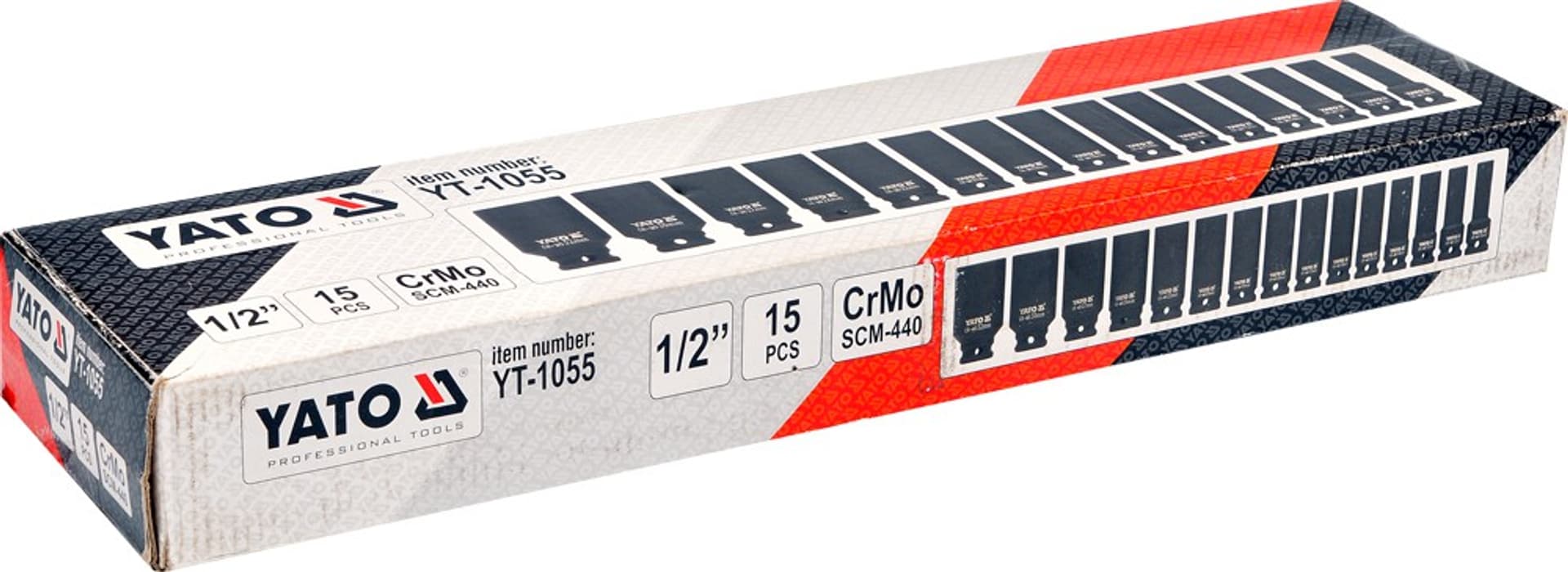 

KOMPLET NASADEK UDAROWYCH 1/2'' DŁUGICH 15-SZTUKOWY