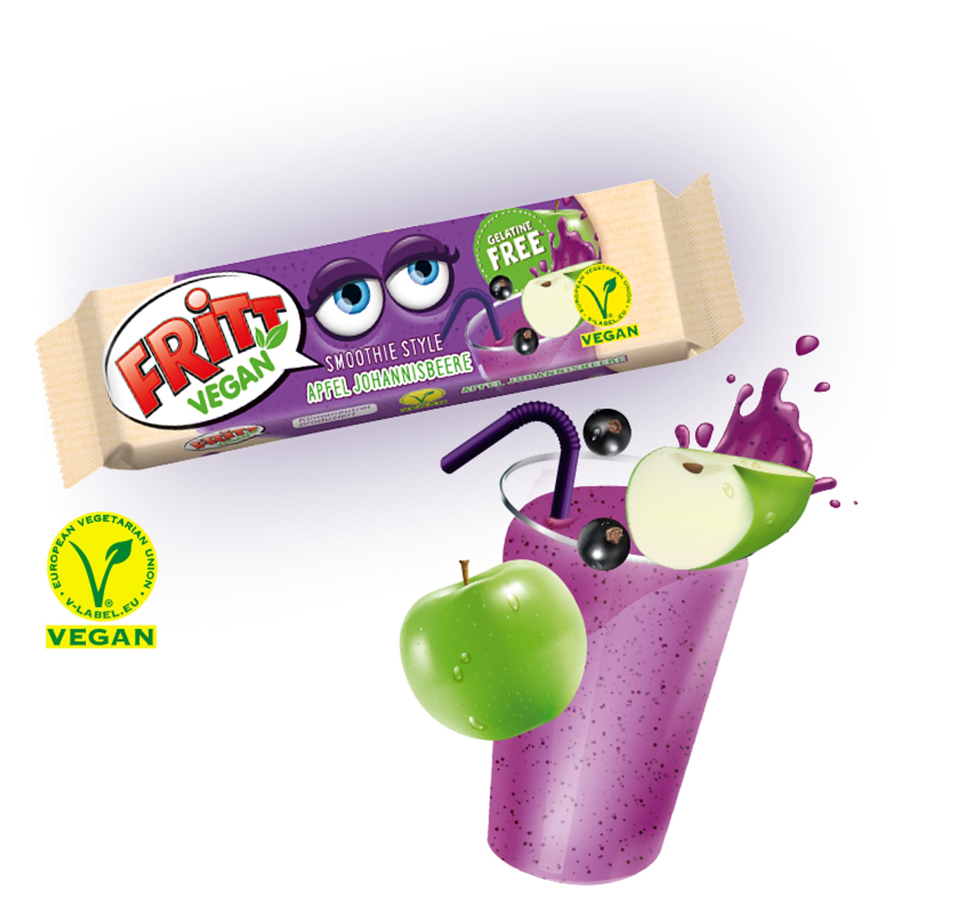

Fritt Vegan Apfel&Johannisbeere Rozpuszczalna Guma do Żucia 56 g