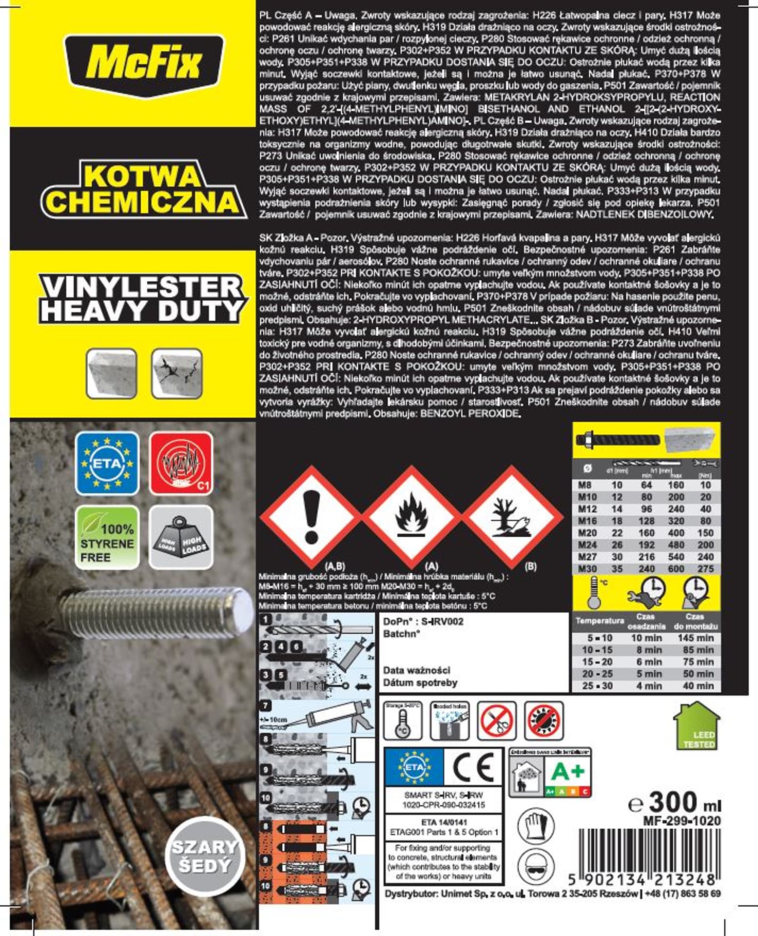 

ŻYWICA VINYLOESTROWA 300ML,KOTWA CHEMICZNA