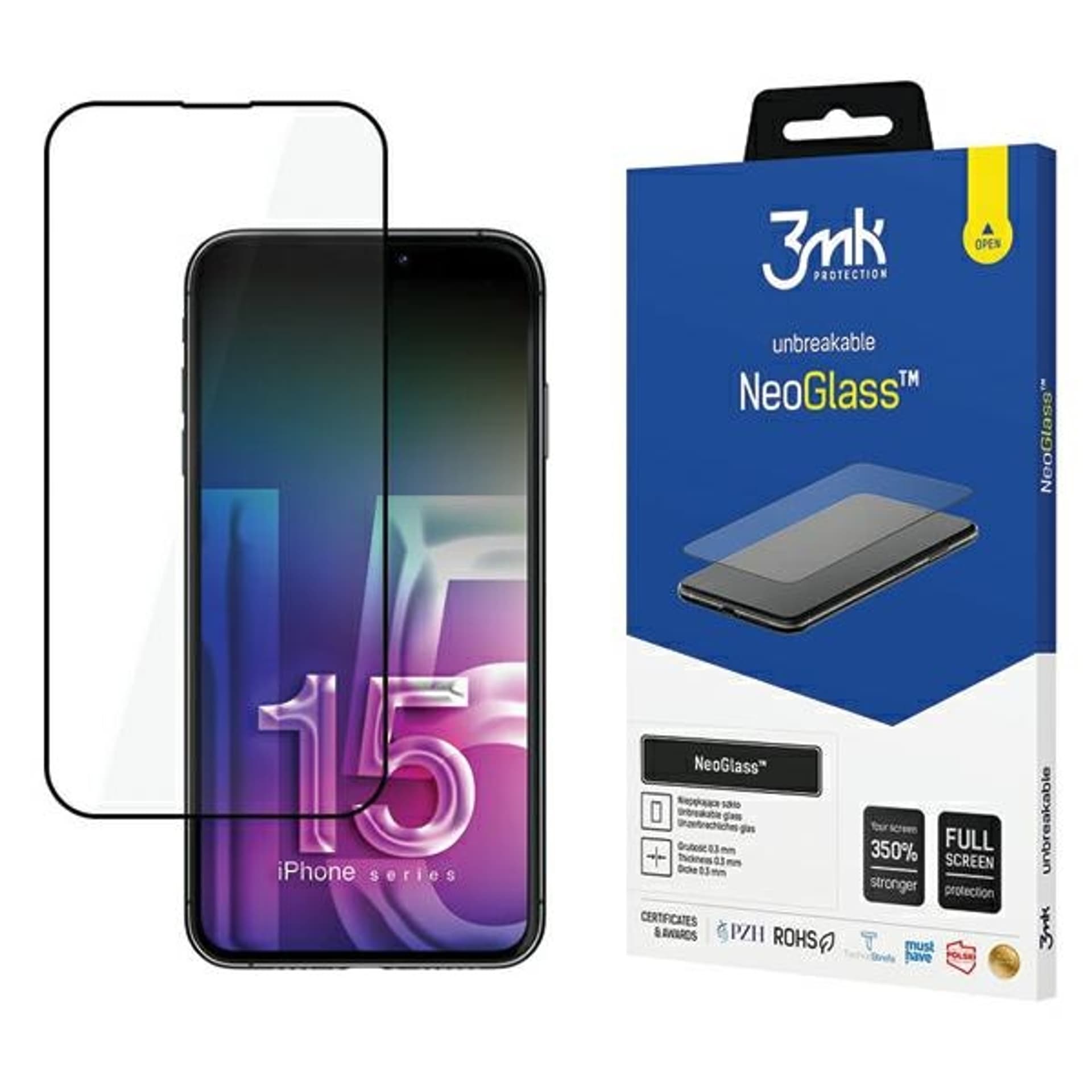 

Szkło Hartowane APPLE IPHONE 15 PRO MAX 3mk NeoGlass czarne