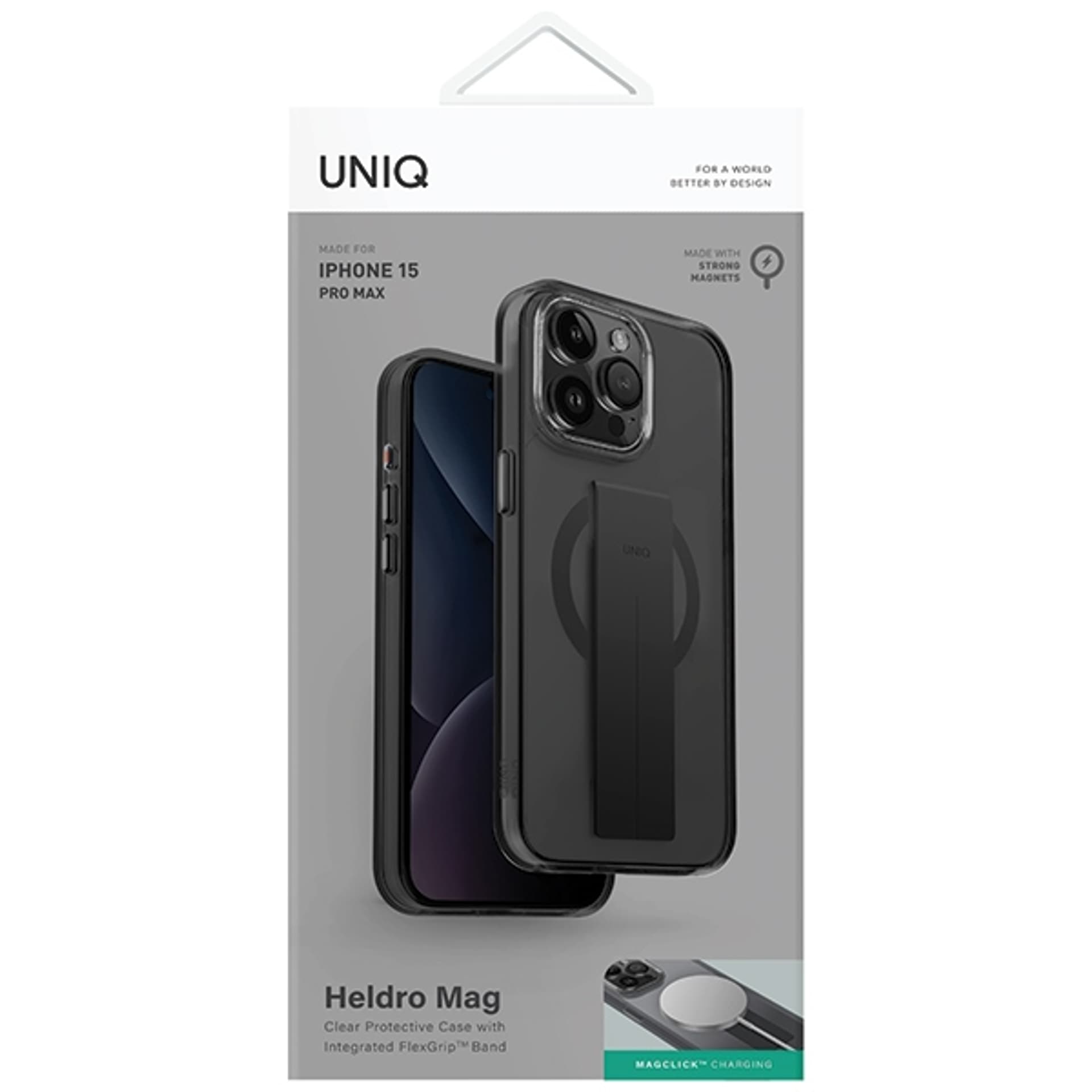 

UNIQ etui Heldro Mag iPhone 15 Pro Max 6.7" Magclick Charging czarny/vapour smoke