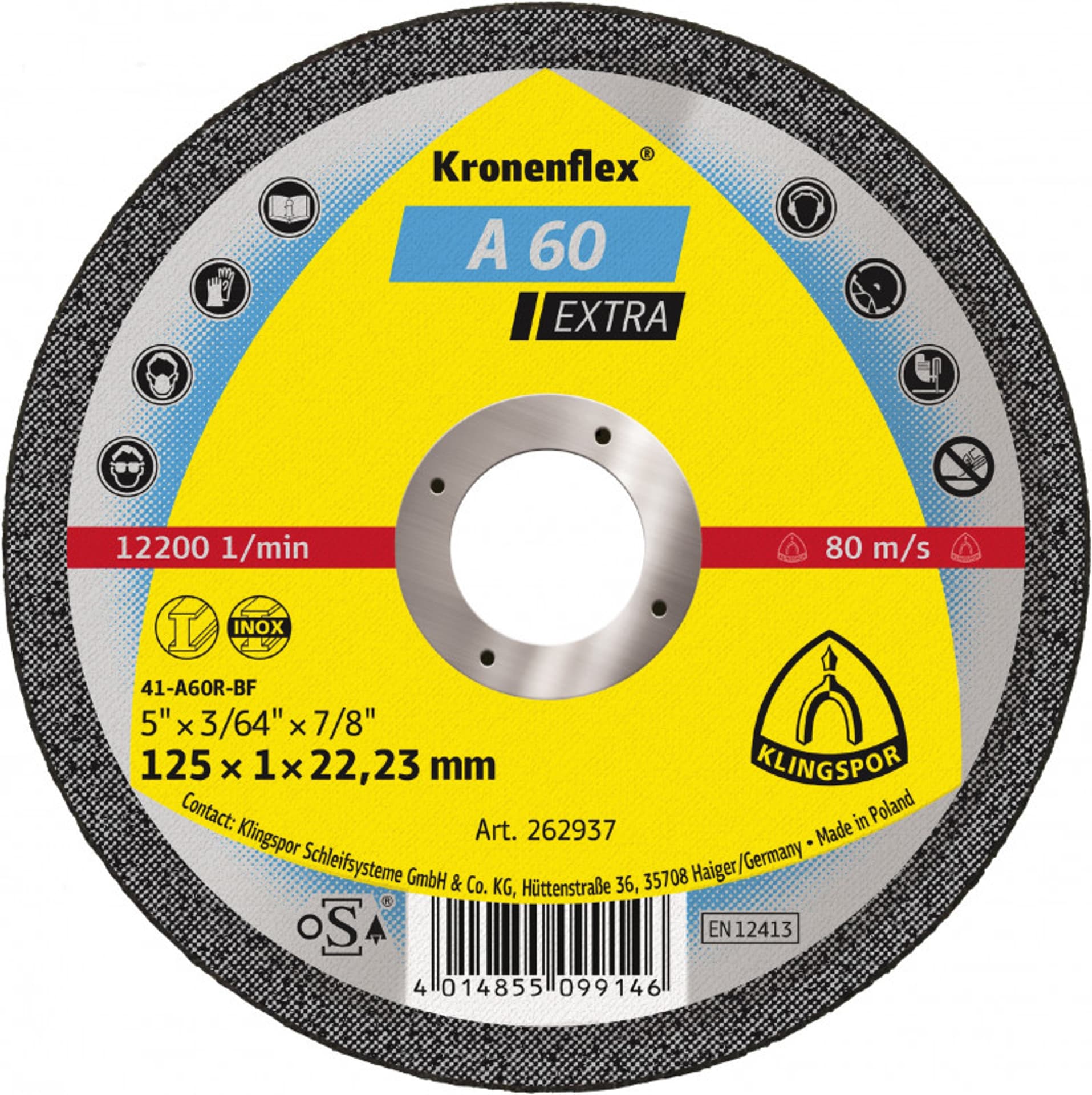 

Tarcza do cięcia-metal a60extra 125*1,0*22 pł.szt.1[262937]