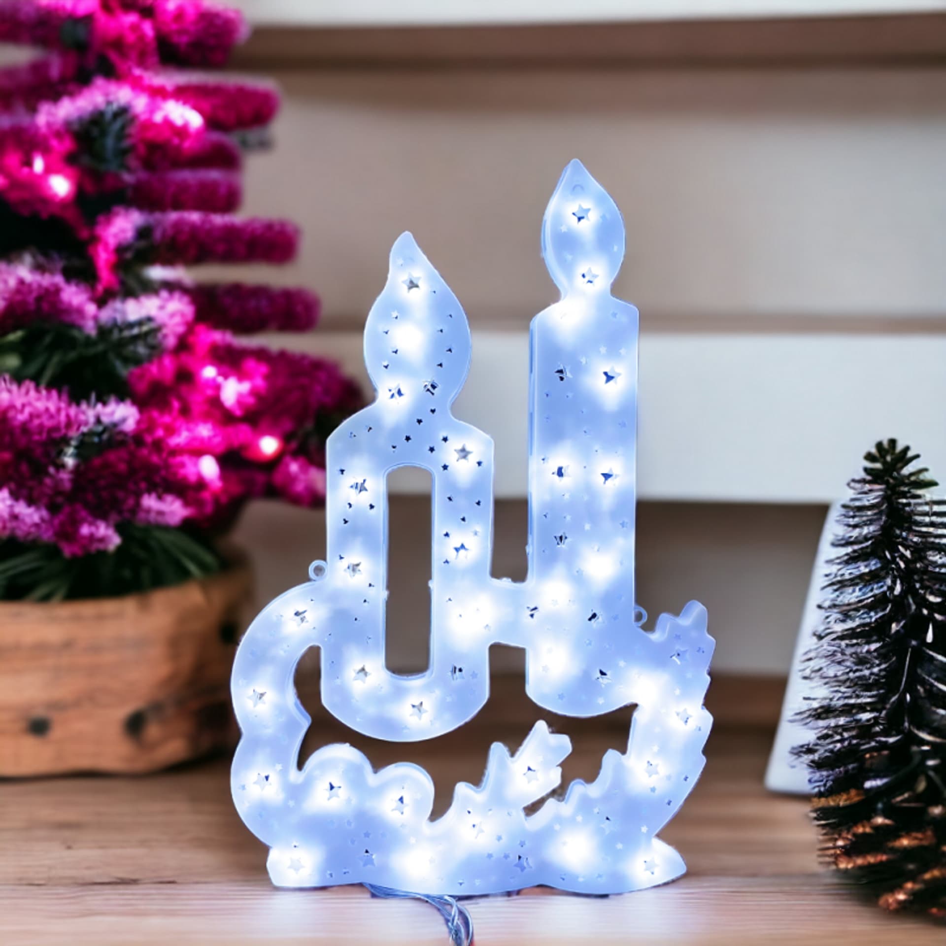 

Wisząca ozdoba XXL Świecznik Biały lampki led LAMP13B
