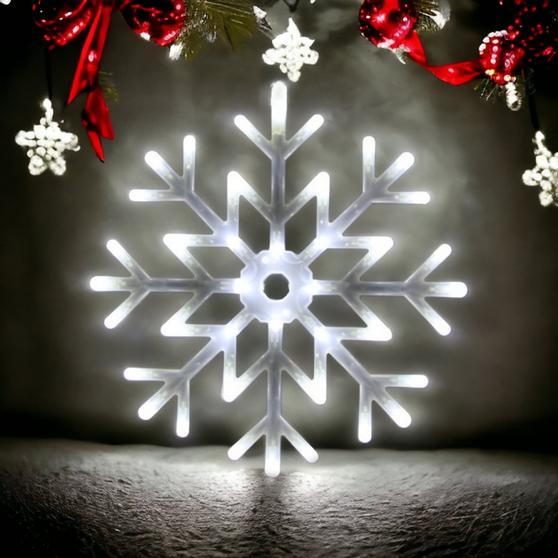 

Wisząca ozdoba XXL Śnieżynka BIAŁY lampki led LAMP17B