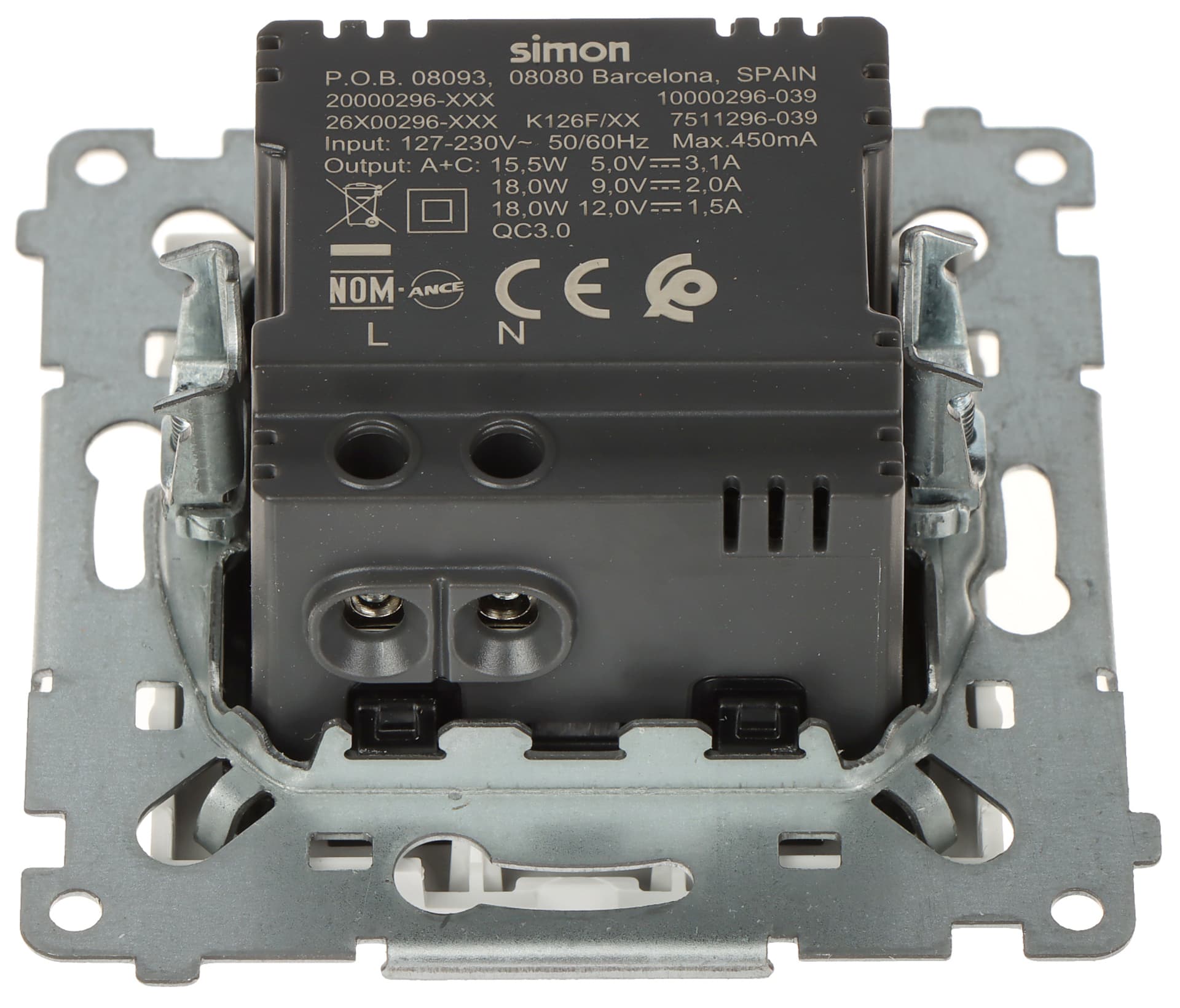 

GNIAZDO ŁADOWANIA DEC2CA.01/11-SIMON54 Premium USB 5 V DC / 3.1 A