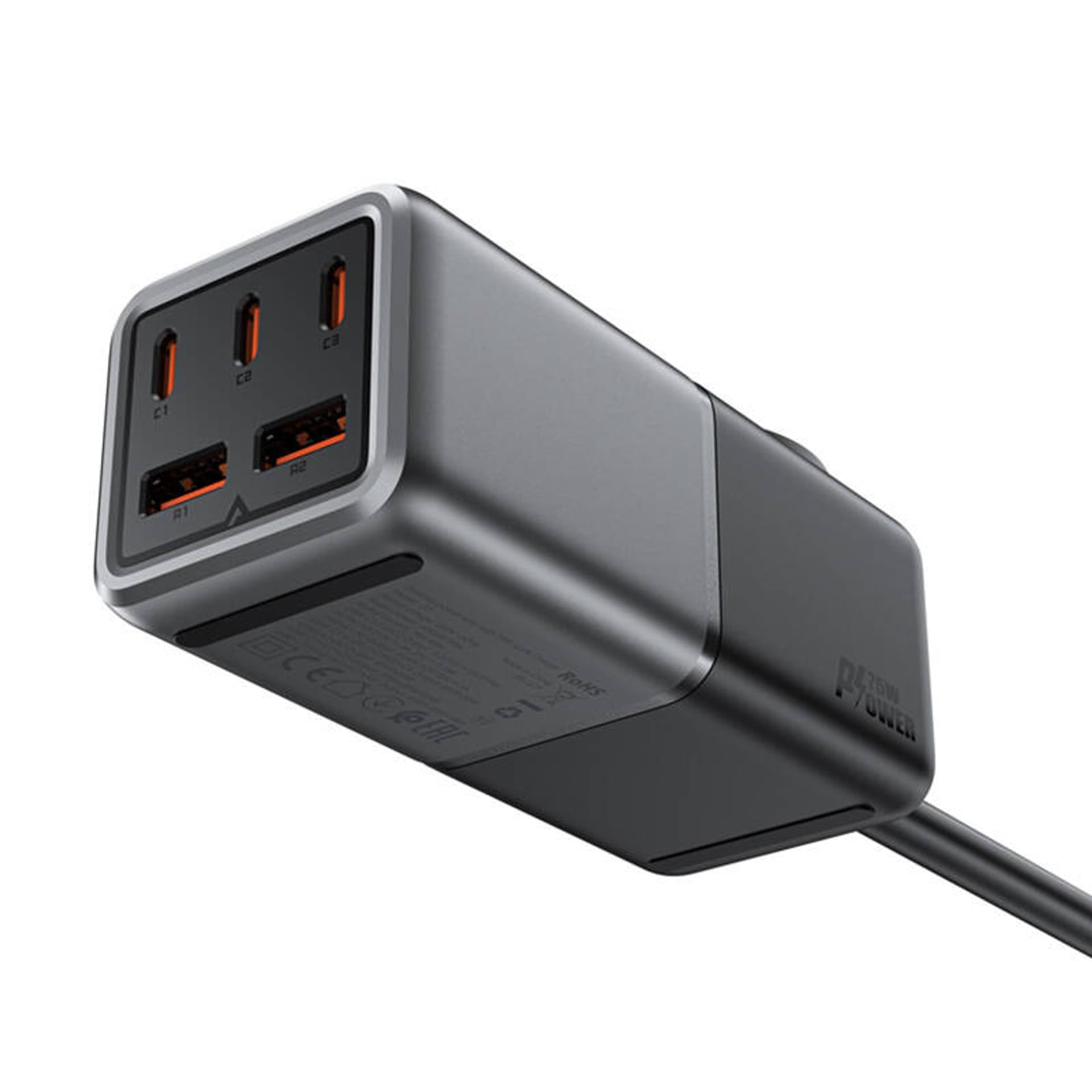 

Ładowarka sieciowa / listwa zasilająca Acefast Z2, GaN, 3xUSB-C, 2xUSB-A, 75W (czarna)