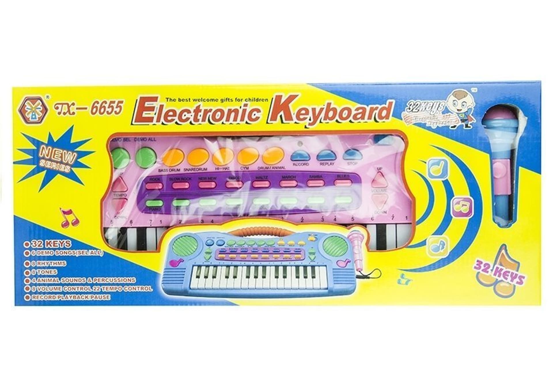 

Keyboard Organki Różowe z Mikrofonem 32 Klawisze