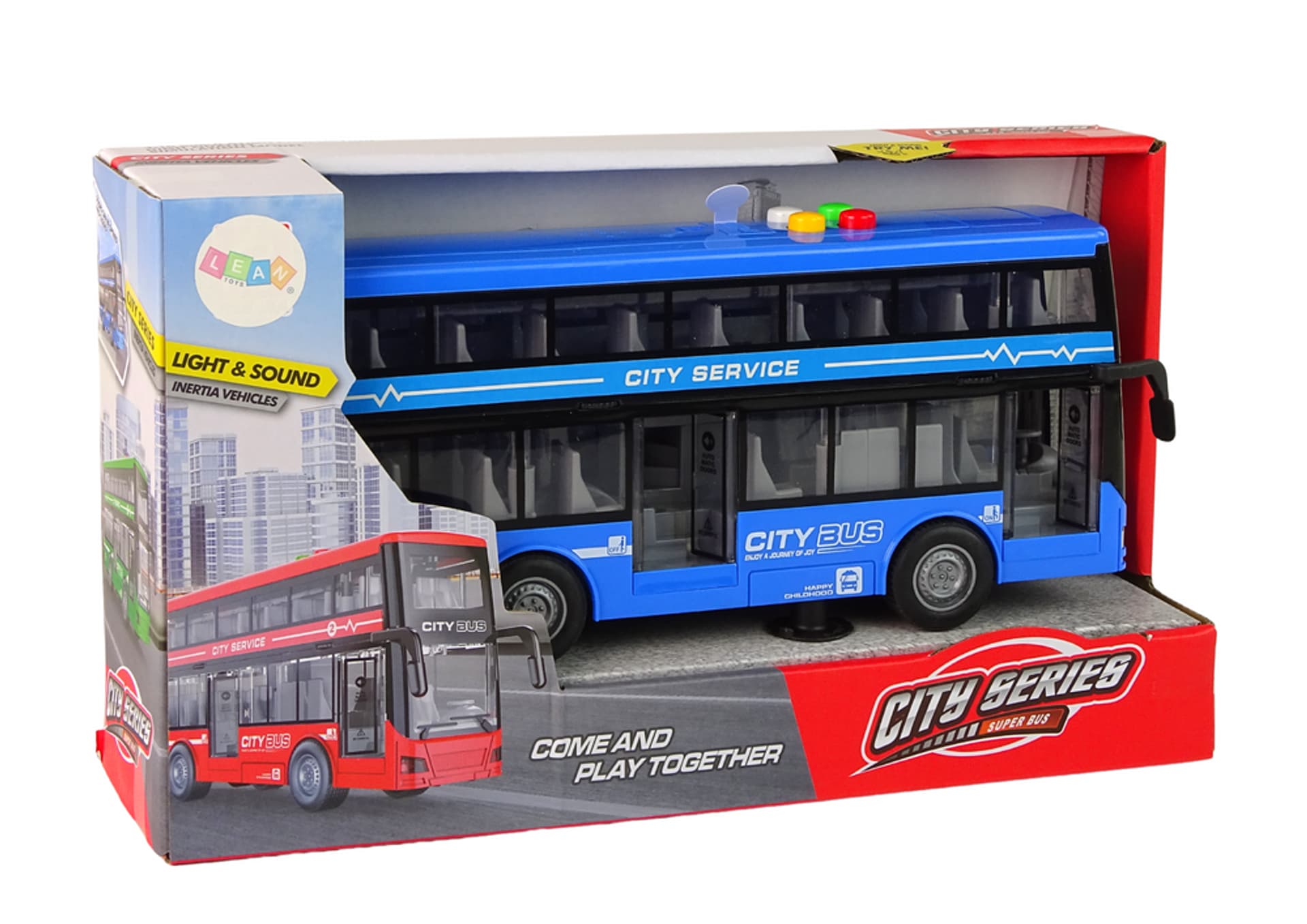 

Autobus Piętrowy Na Baterie Światła Dźwięki Napęd Frykcyjny Niebieski 1:16