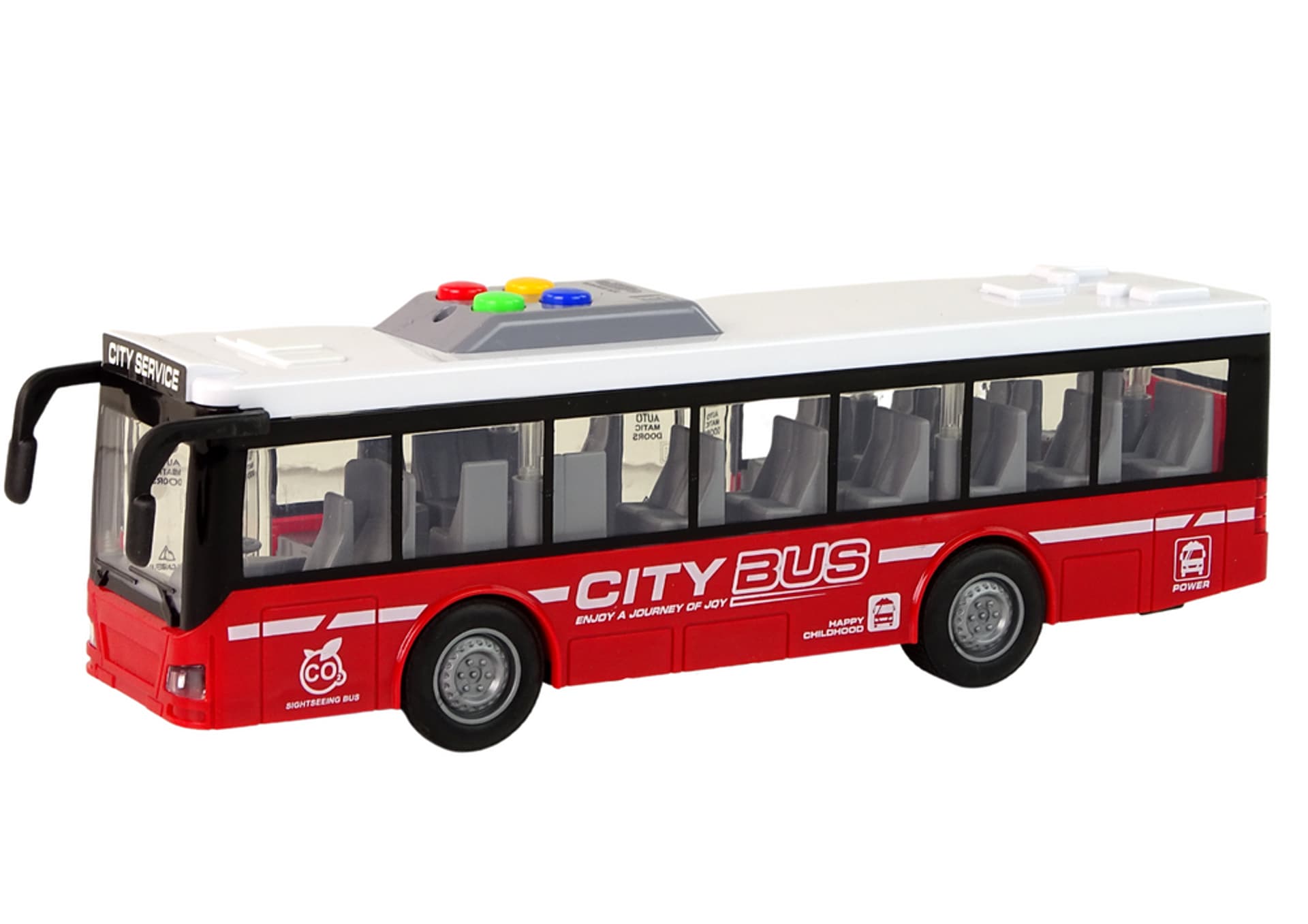 

Autobus Na Baterie Światła Dźwięki Napęd Frykcyjny Czerwony 1:16