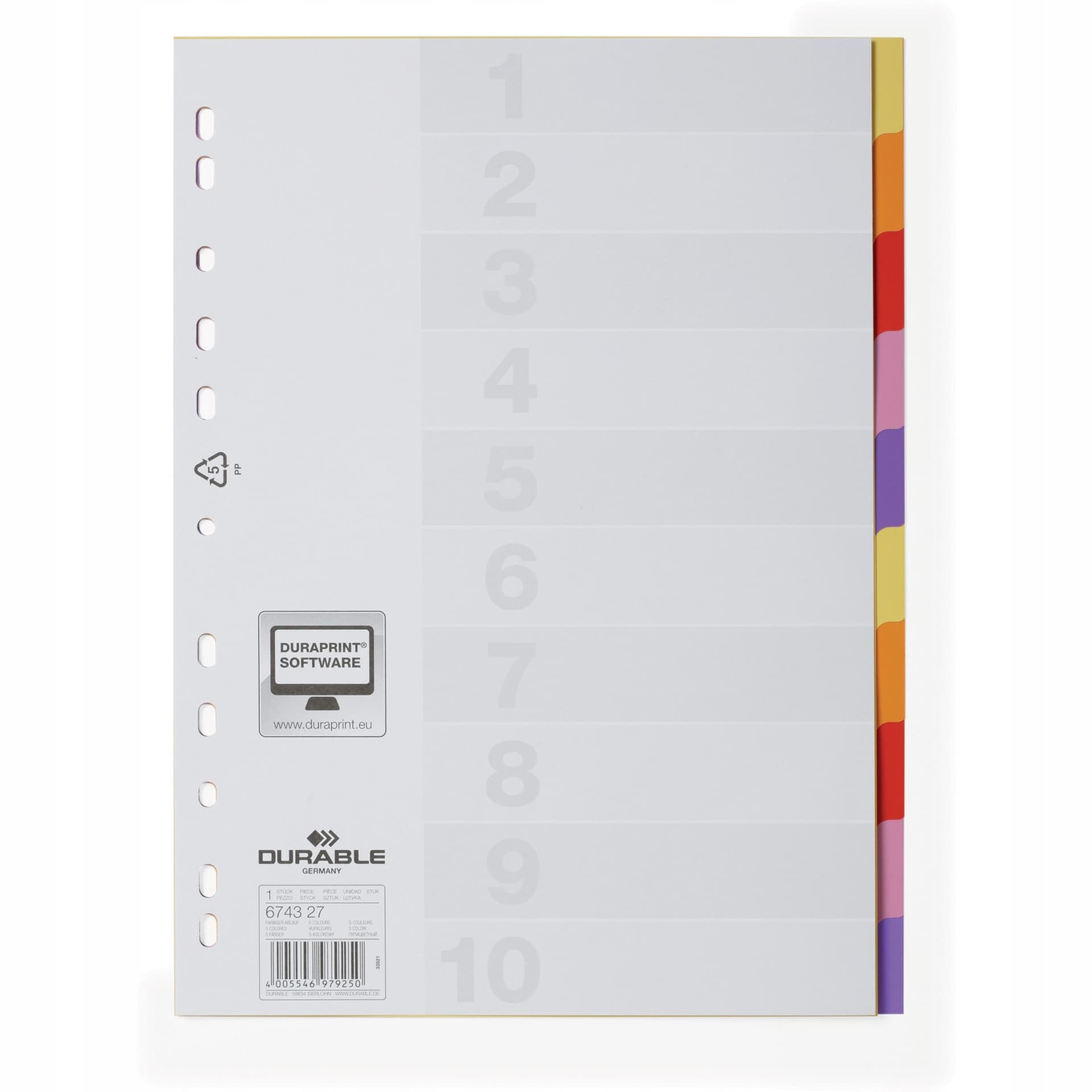 

Przekładki PP A4 1-10 VARICOLOR 674327 DURABLE