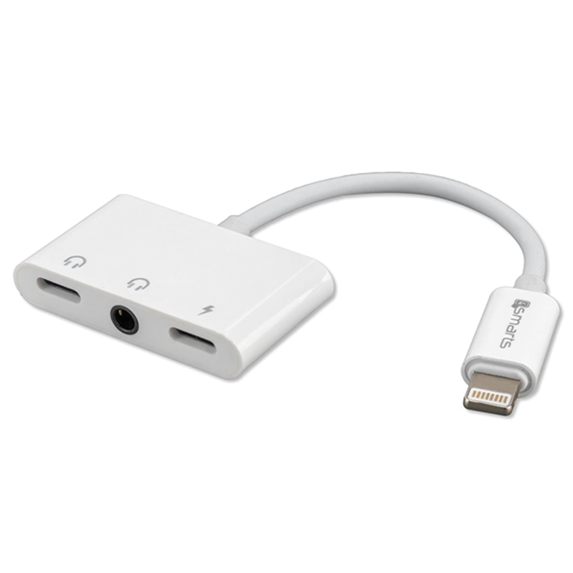 

4smarts Kabel Audio Ładowanie Splitter Lightning - 2 x Lightning + 3.5mm AUX biały/white 468675