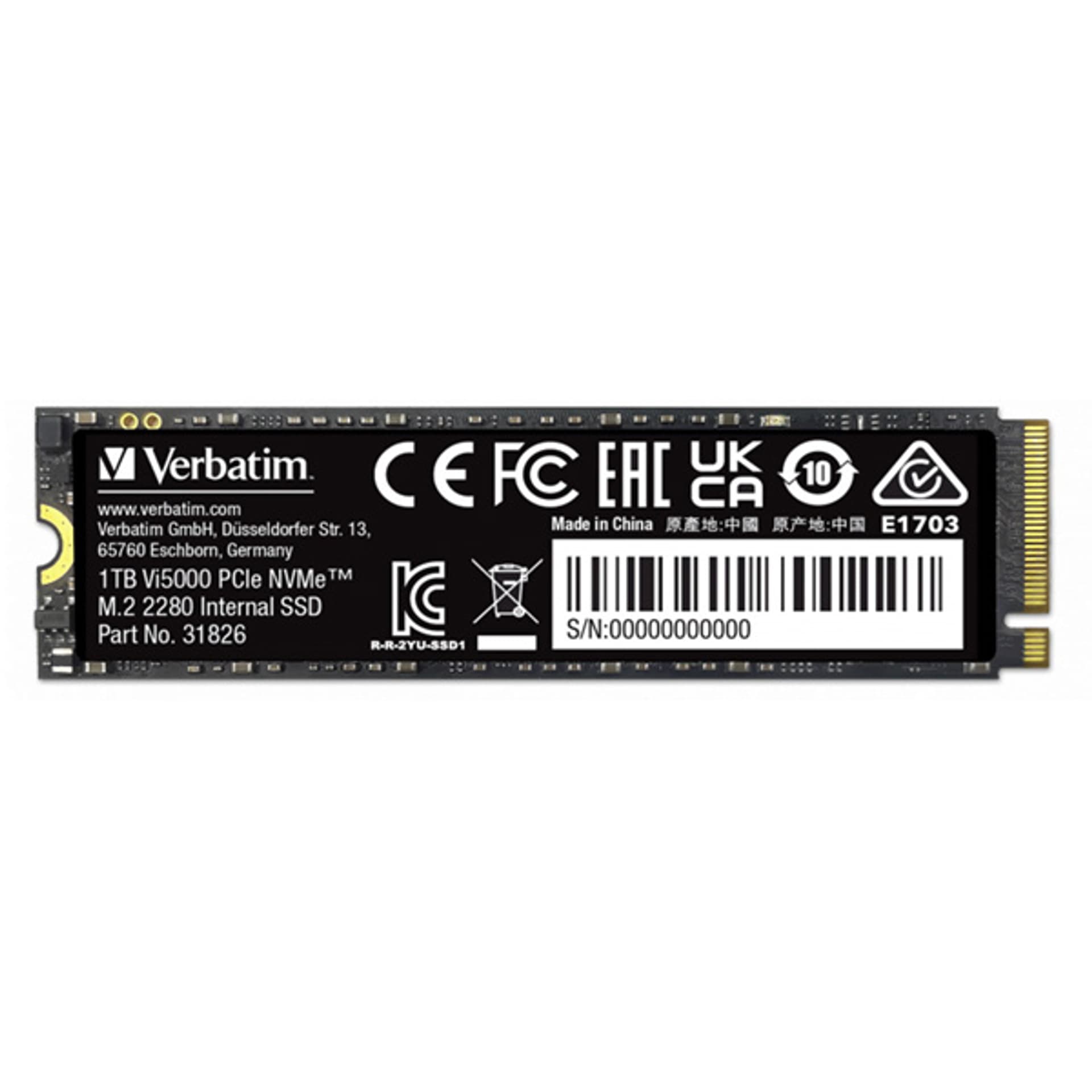 

Dysk SSD wewnętrzny Verbatim wewnętrzny NVMe, 1000GB, Vi5000 M.2, 31826, 5000 MB/s-R, 4500 MB/s-W