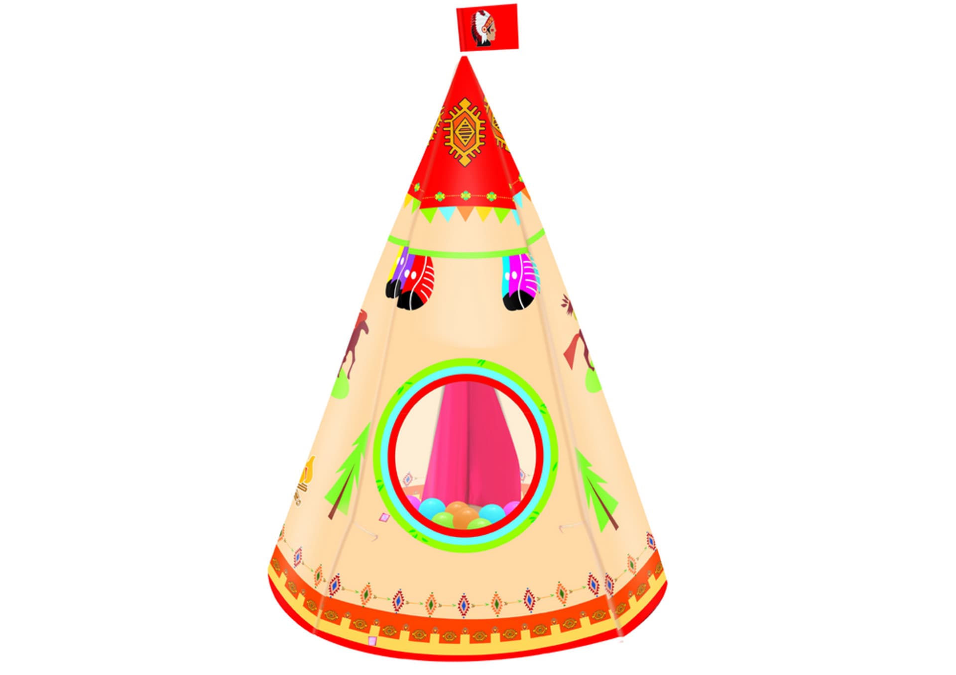 

Namiot Tipi Dla Dzieci Styl Indiański Ogród Kremowy 160 cm x 105 cm