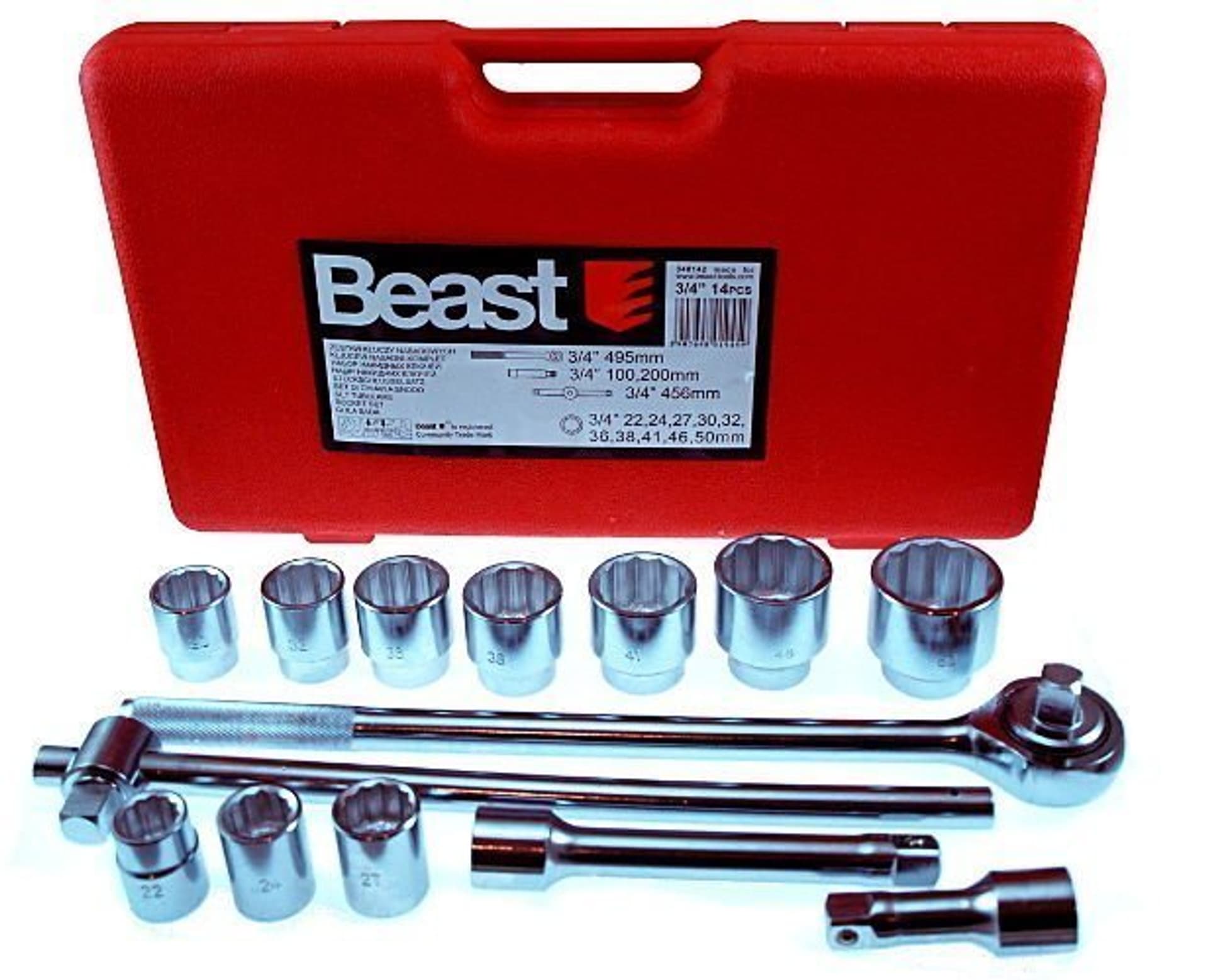 

ZESTAW KLUCZY NASADOWYCH 3/4'', 14 elem.