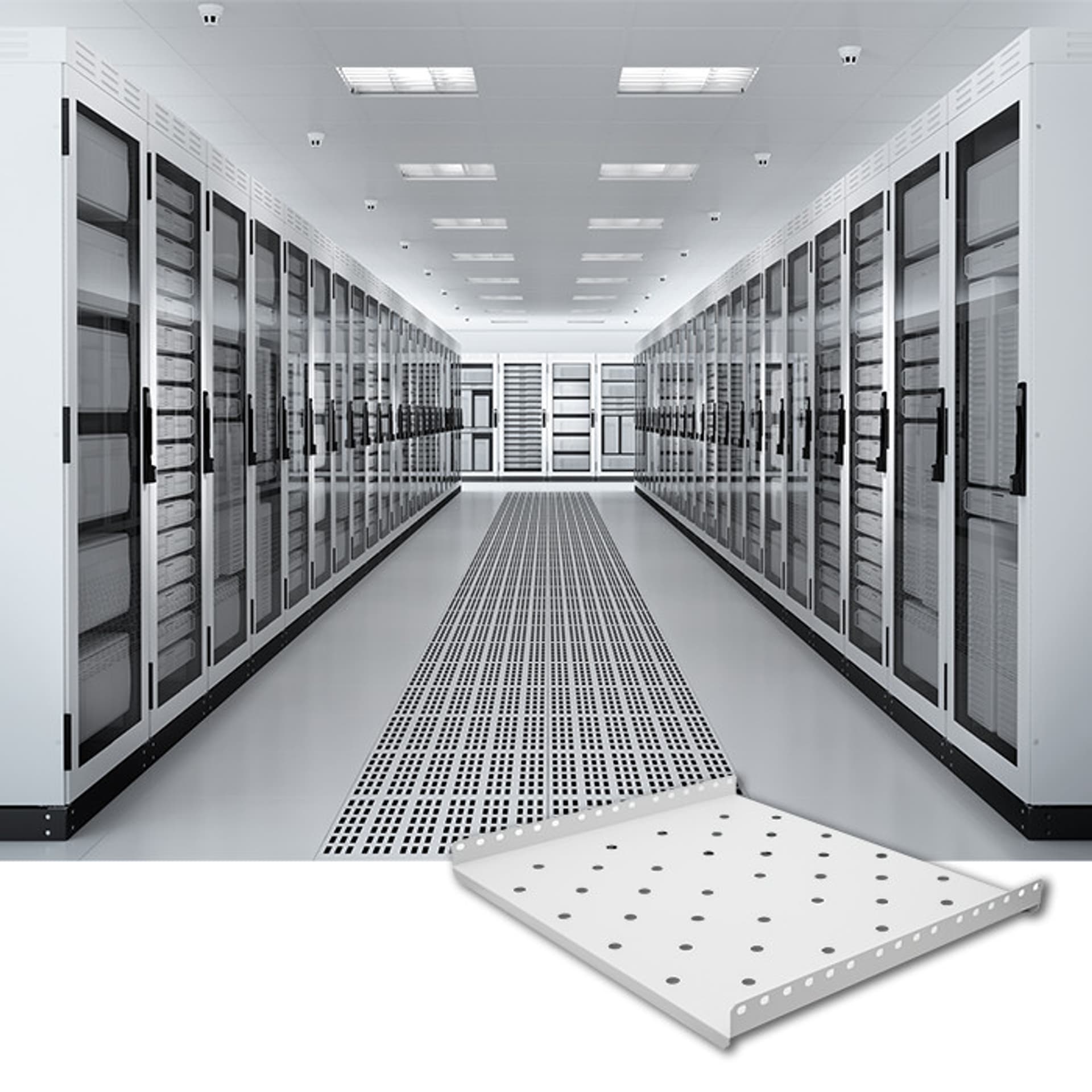 

Qoltec Półka do szafy RACK stała | 490*433 | Szara