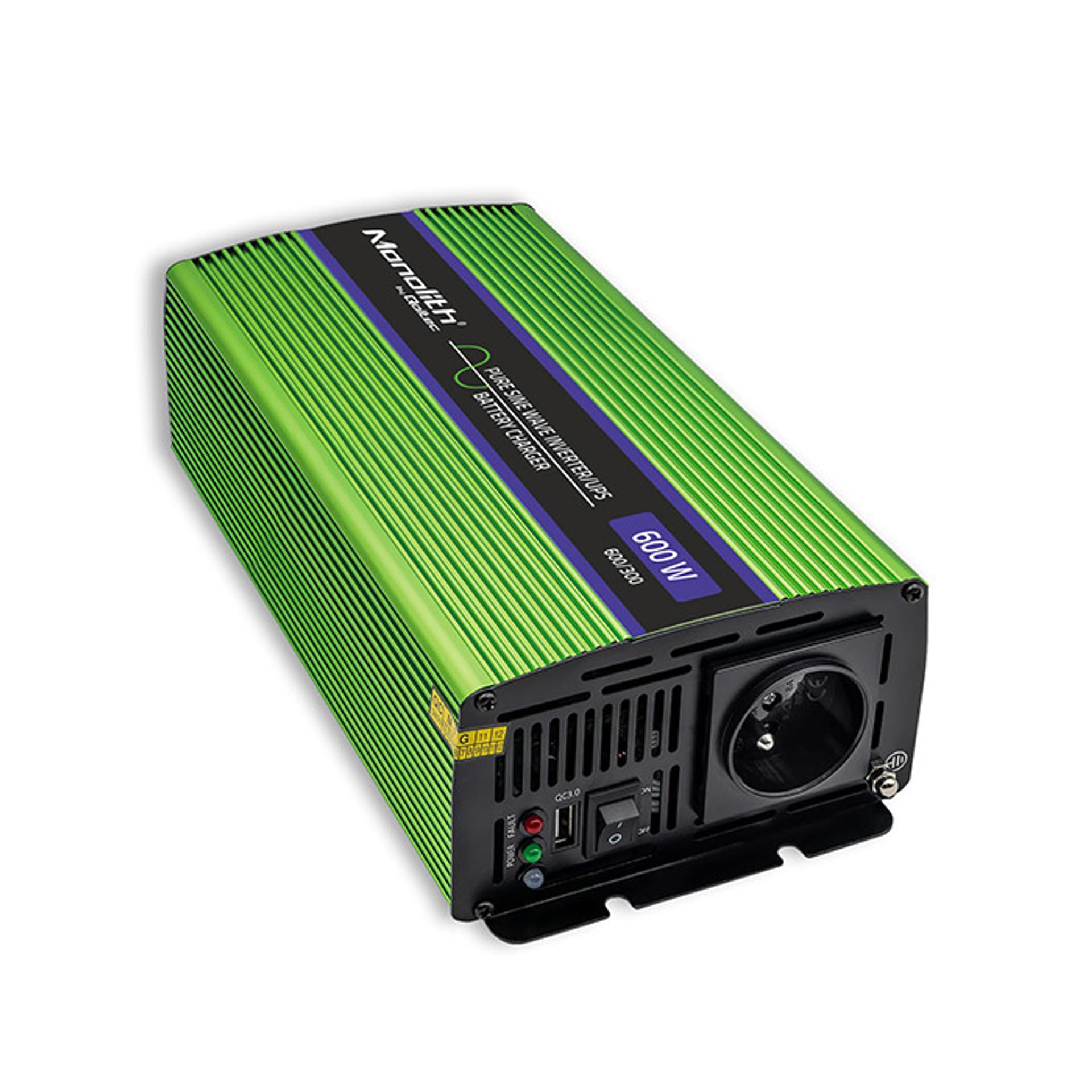 

Qoltec Przetwornica napięcia Monolith | ładowanie baterii | UPS | 300W | 600W | 12V na 230V | Czysty Sinus