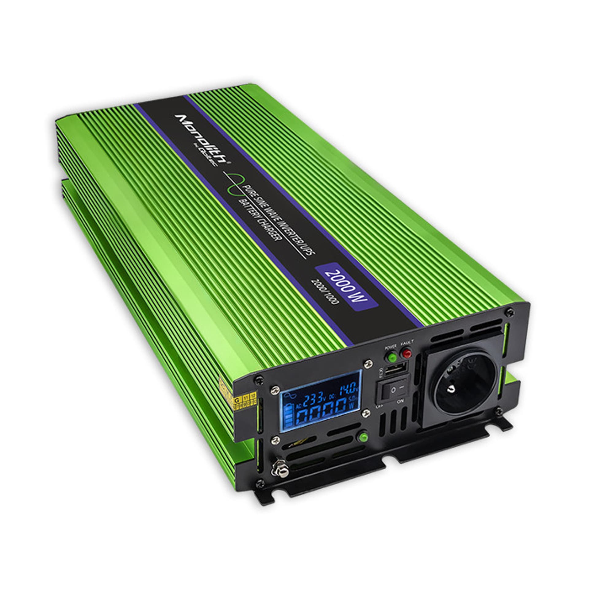 

Qoltec Przetwornica napięcia Monolith | ładowanie baterii |UPS |1000W | 2000W |12V na 230V |Czysty Sinus |LCD