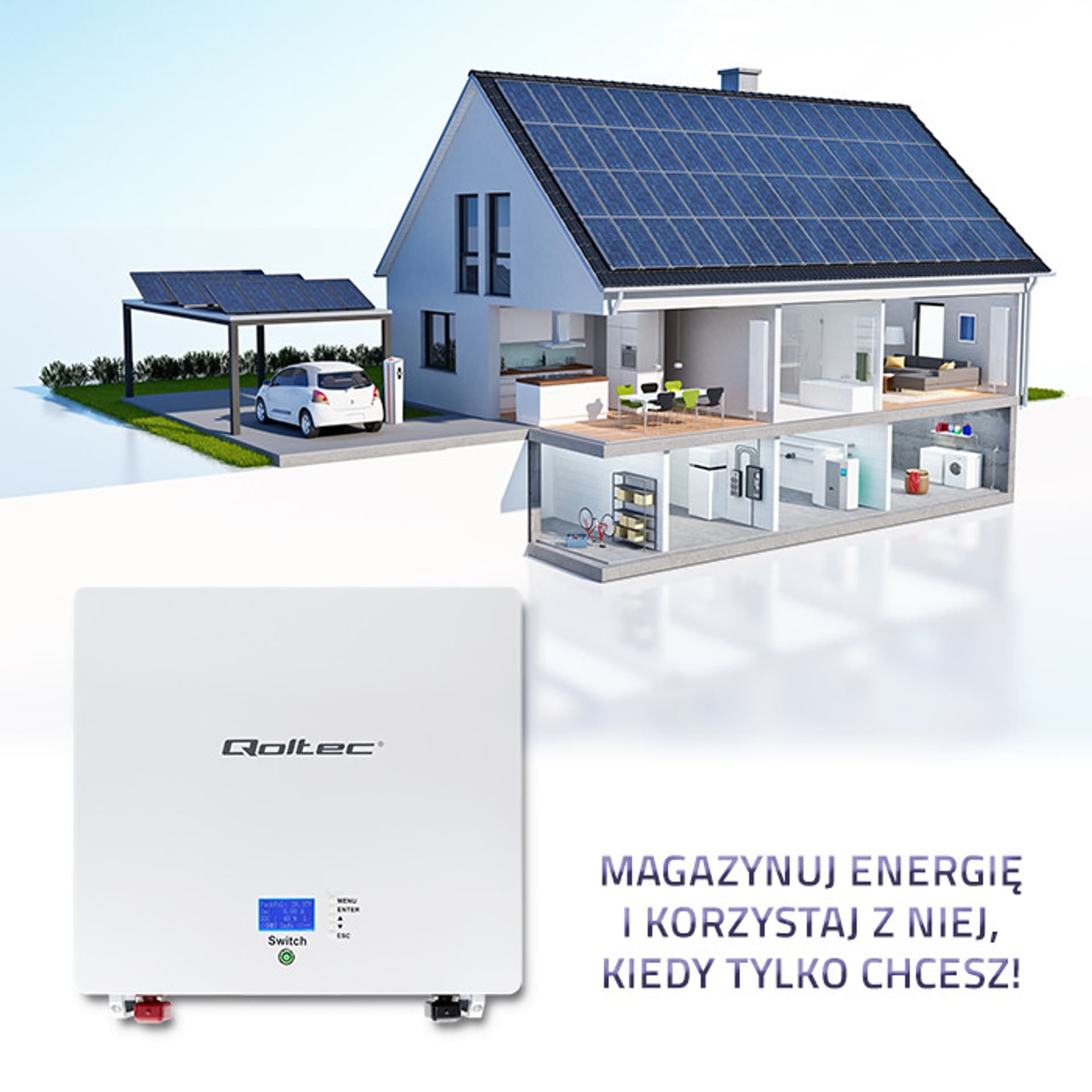 

Qoltec Magazyn energii LiFePO4 | 5kWh | 24V | BMS | LCD