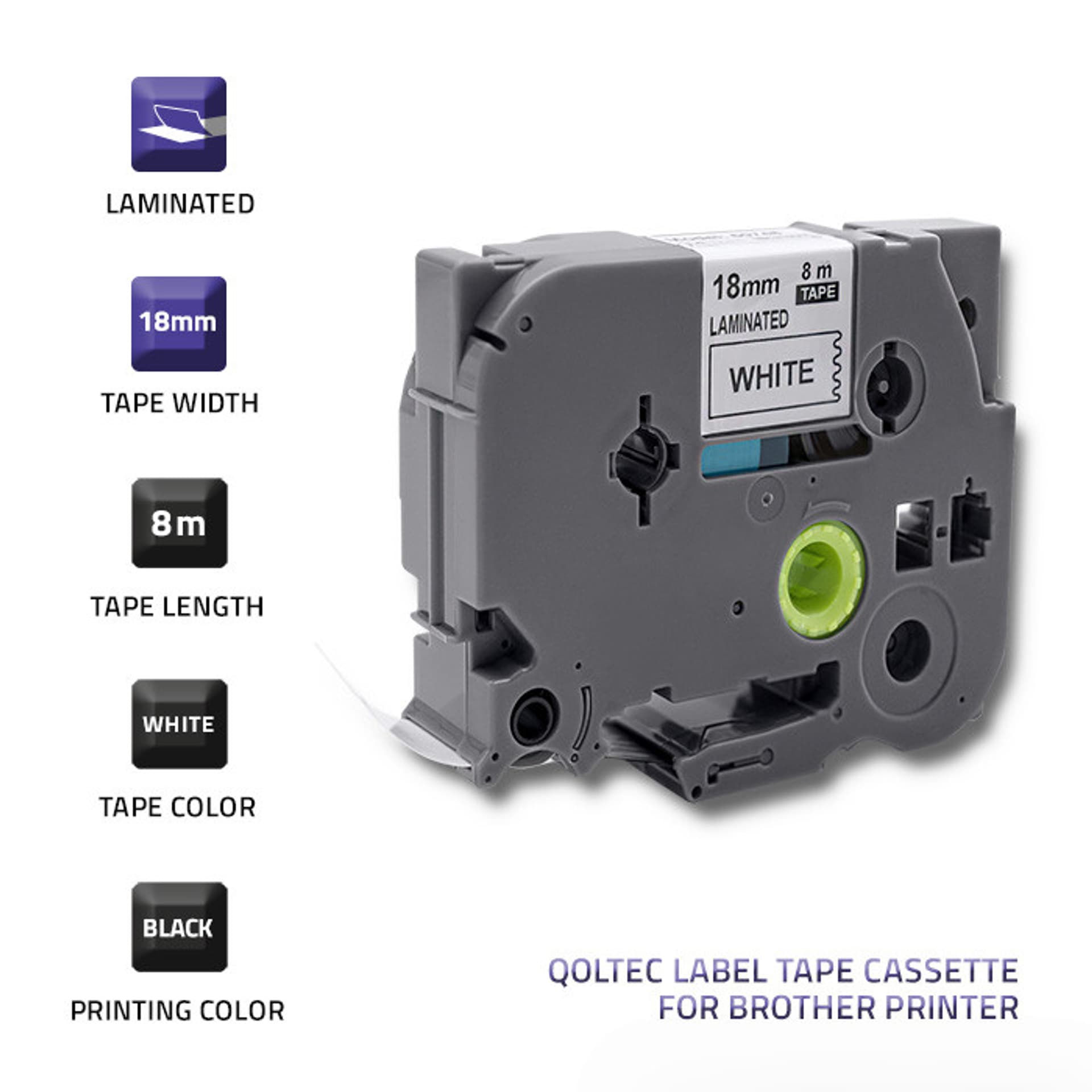 

Qoltec Taśma do BROTHER TZ2-241 | 18mm x 8m | Biała/ Czarny nadruk