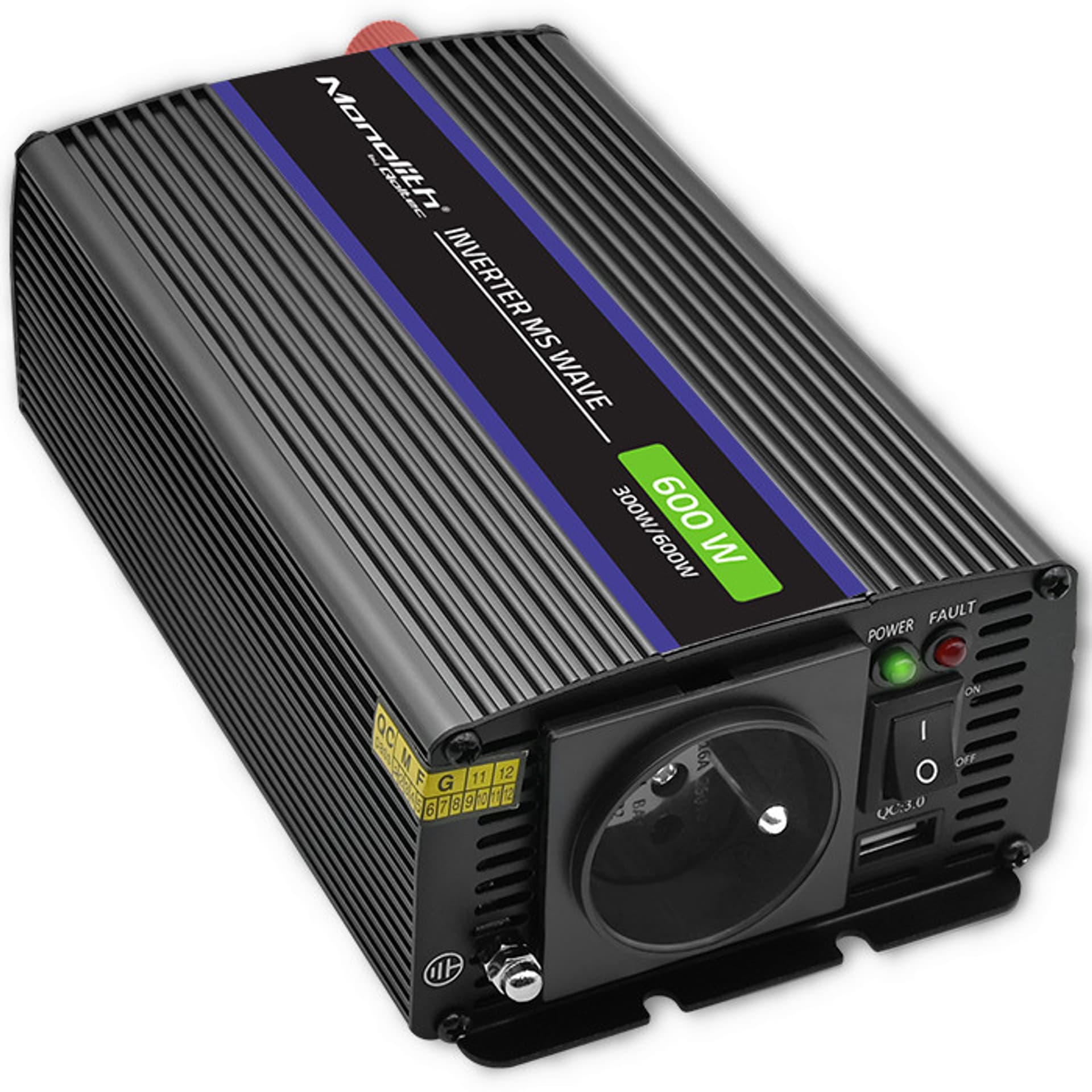 

Qoltec Przetwornica napięcia Monolith 600 MS Wave | 12V na 230V | 300/600W | USB